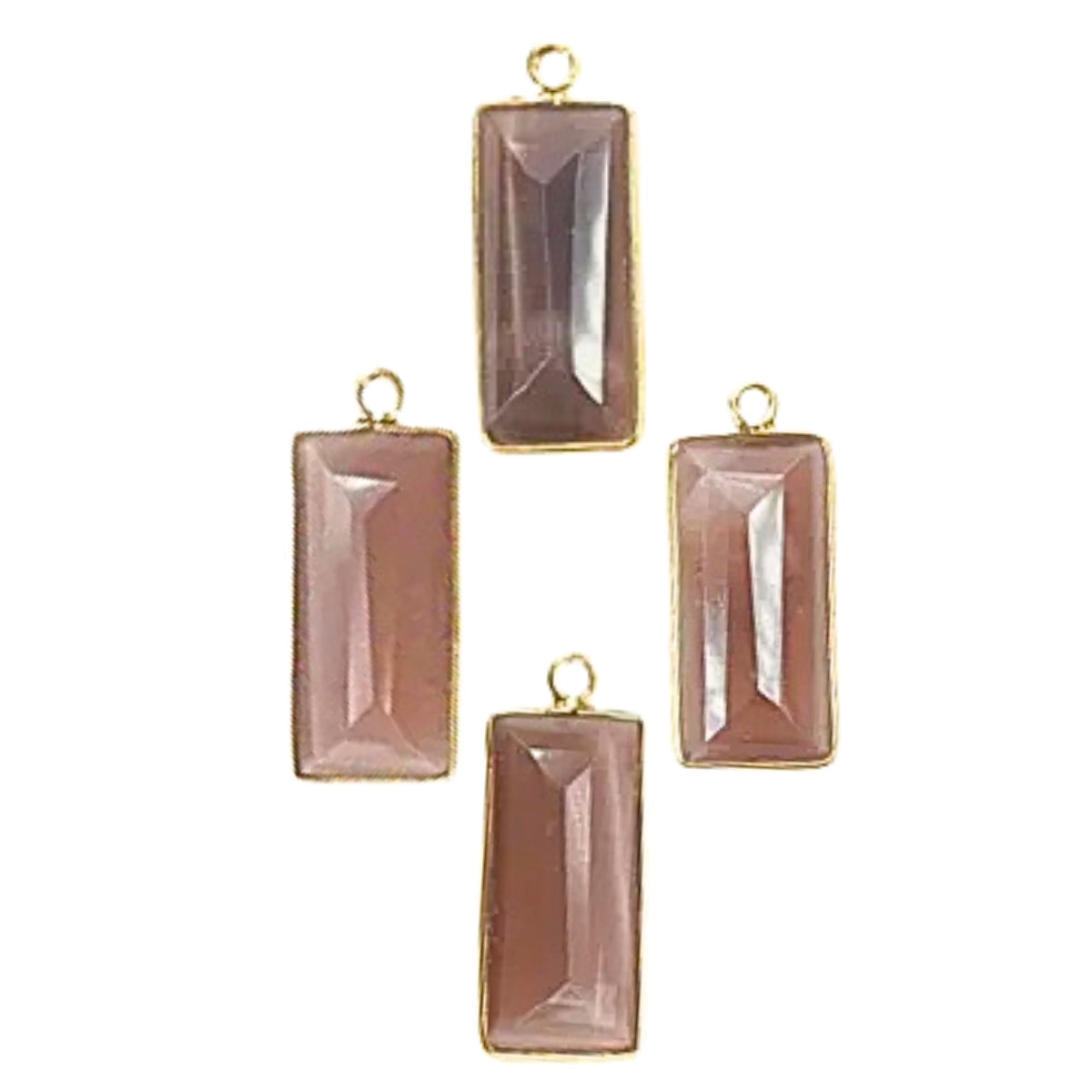 Brown gemstone pendant gold electroplated bezel setting professional brown jewelry making components brown semi precious supplies
