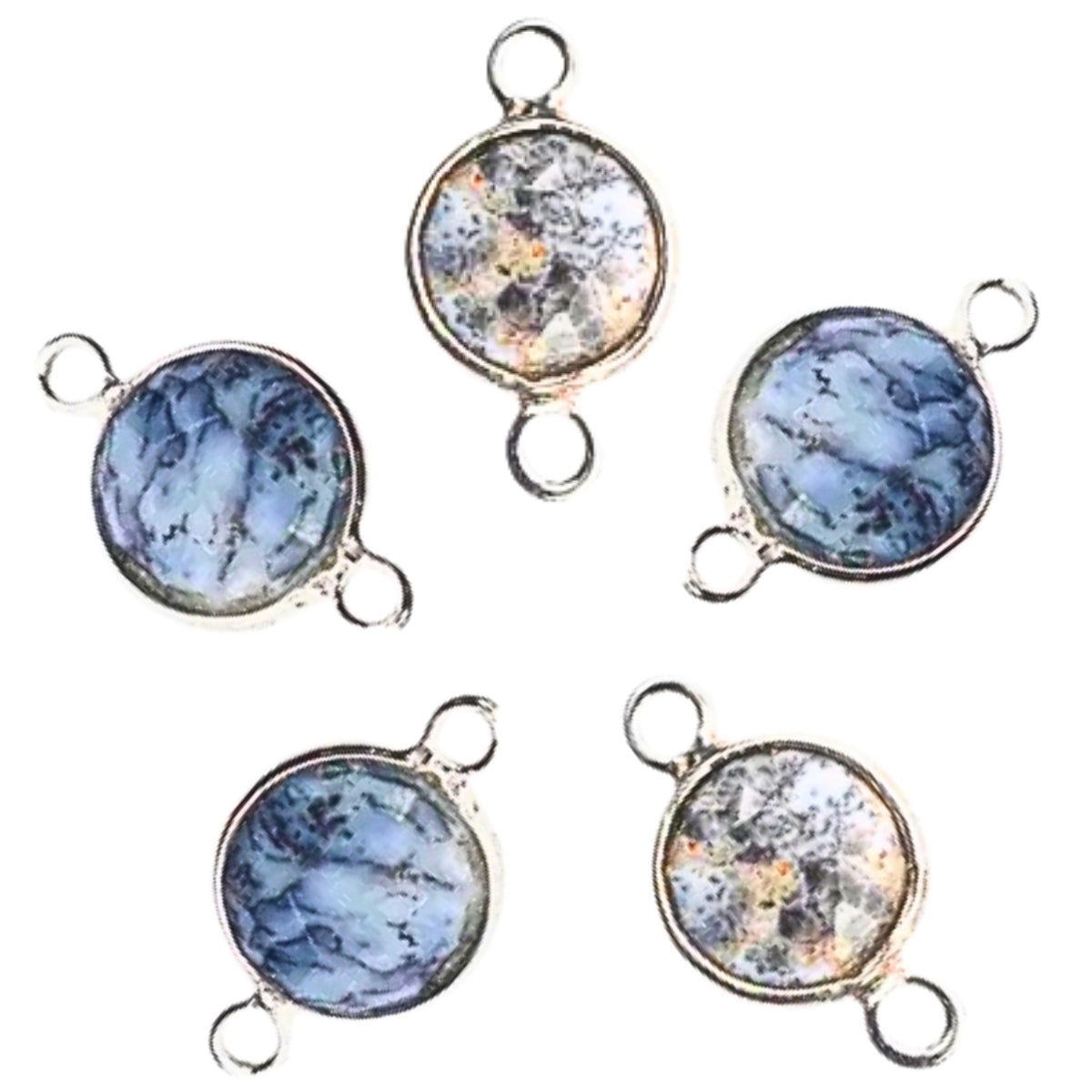 Dendritic opal connector with natural tree patterns for jewelry making