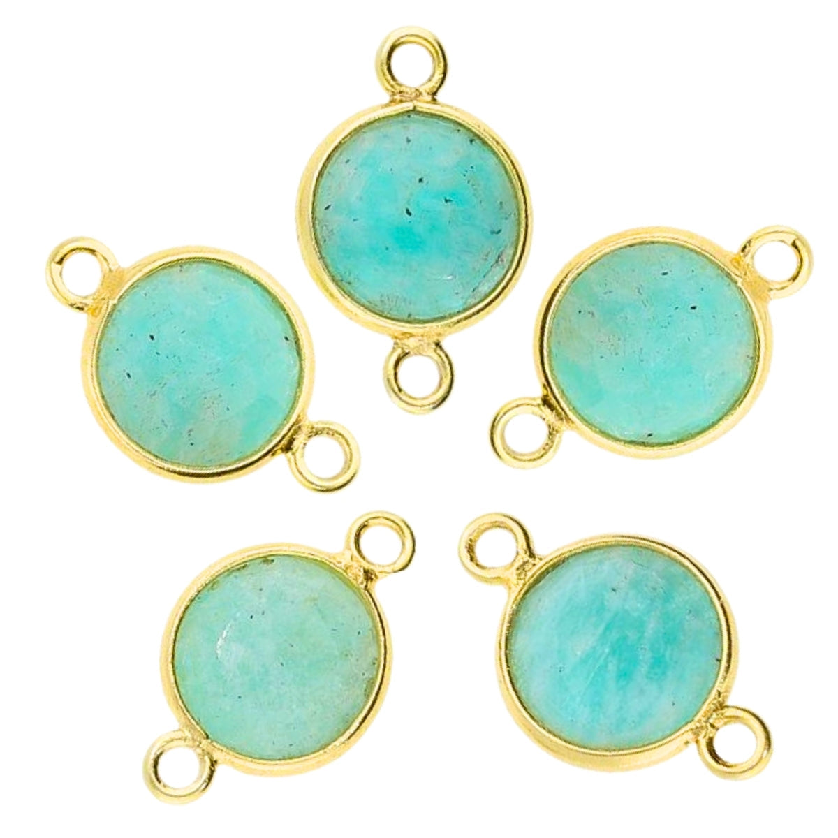 Blue-green amazonite stone connectors in various shapes