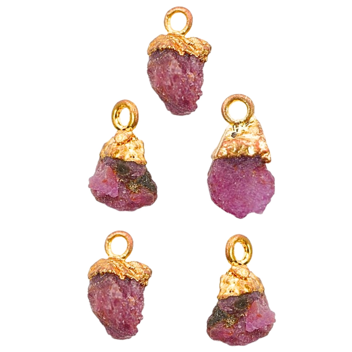 Raw stone pendant natural rough gemstone healing crystal electroplated jewelry components