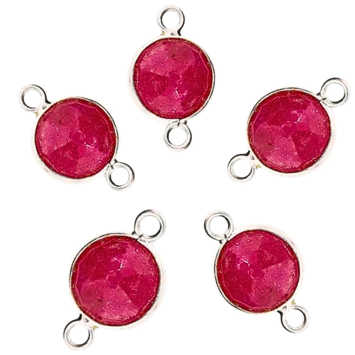 Red gemstone connector with semi precious stones for jewelry making