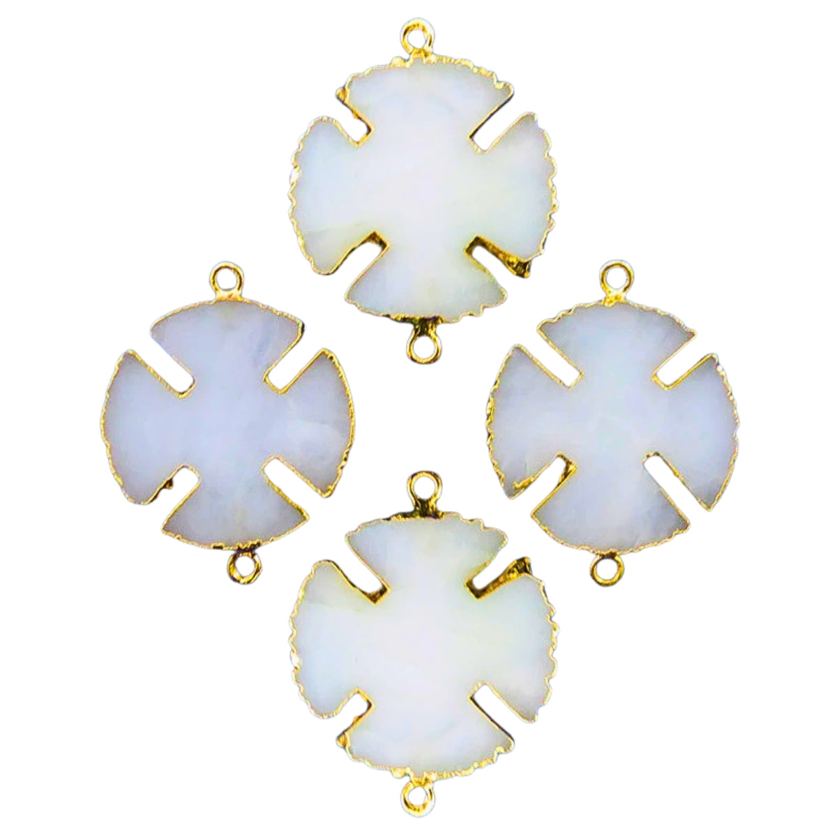 White gemstone connector with semi precious stones for jewelry making