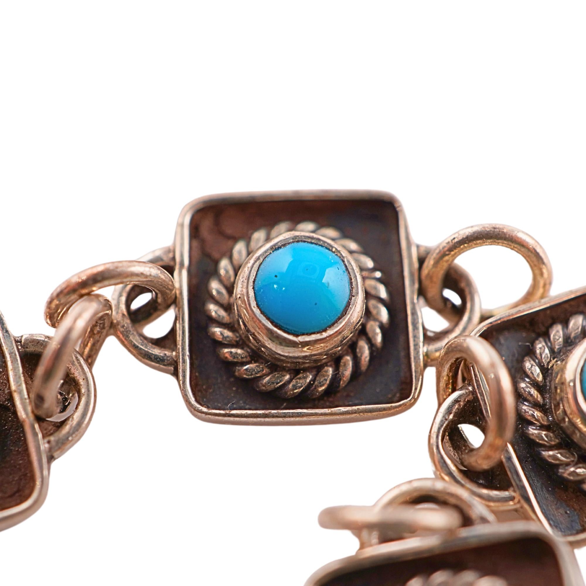 10.5 MM turquoise charm in oxidized silver