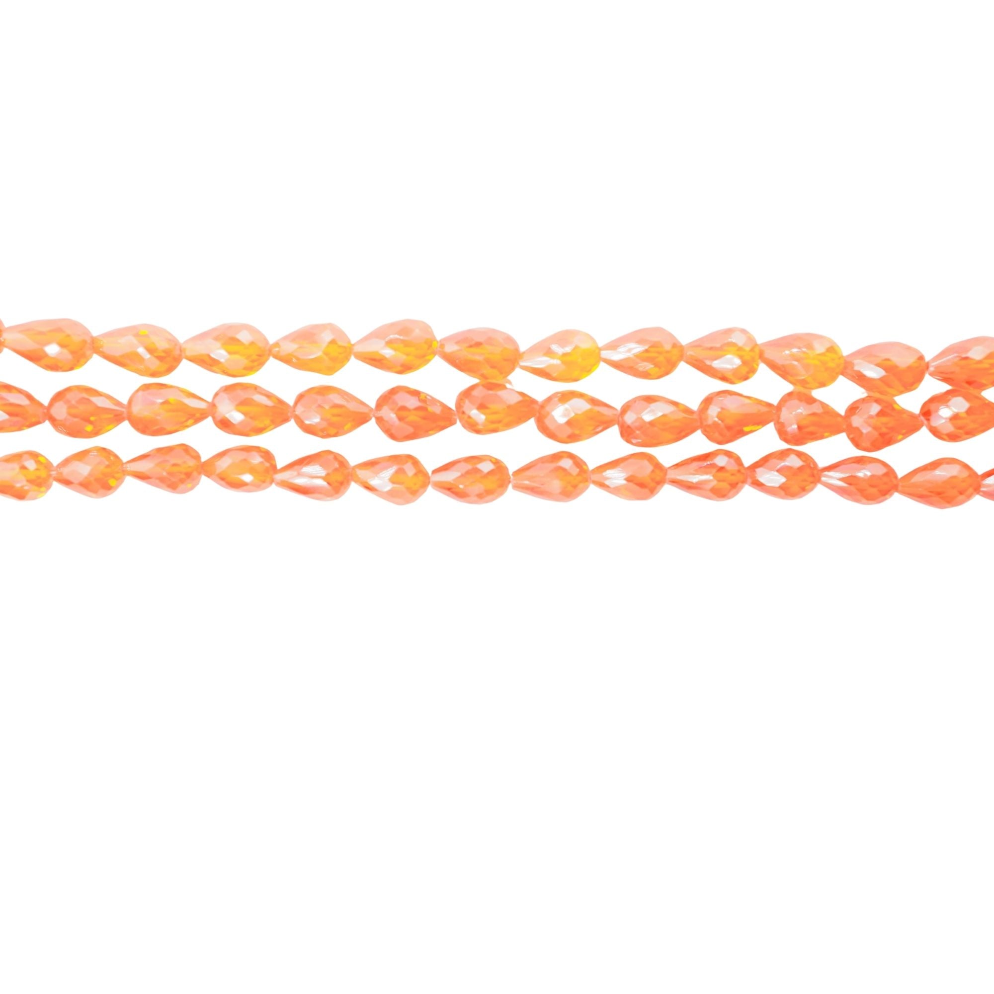 Red Fire Cubic Zirconia Faceted Teardrop Shape Strand Beads