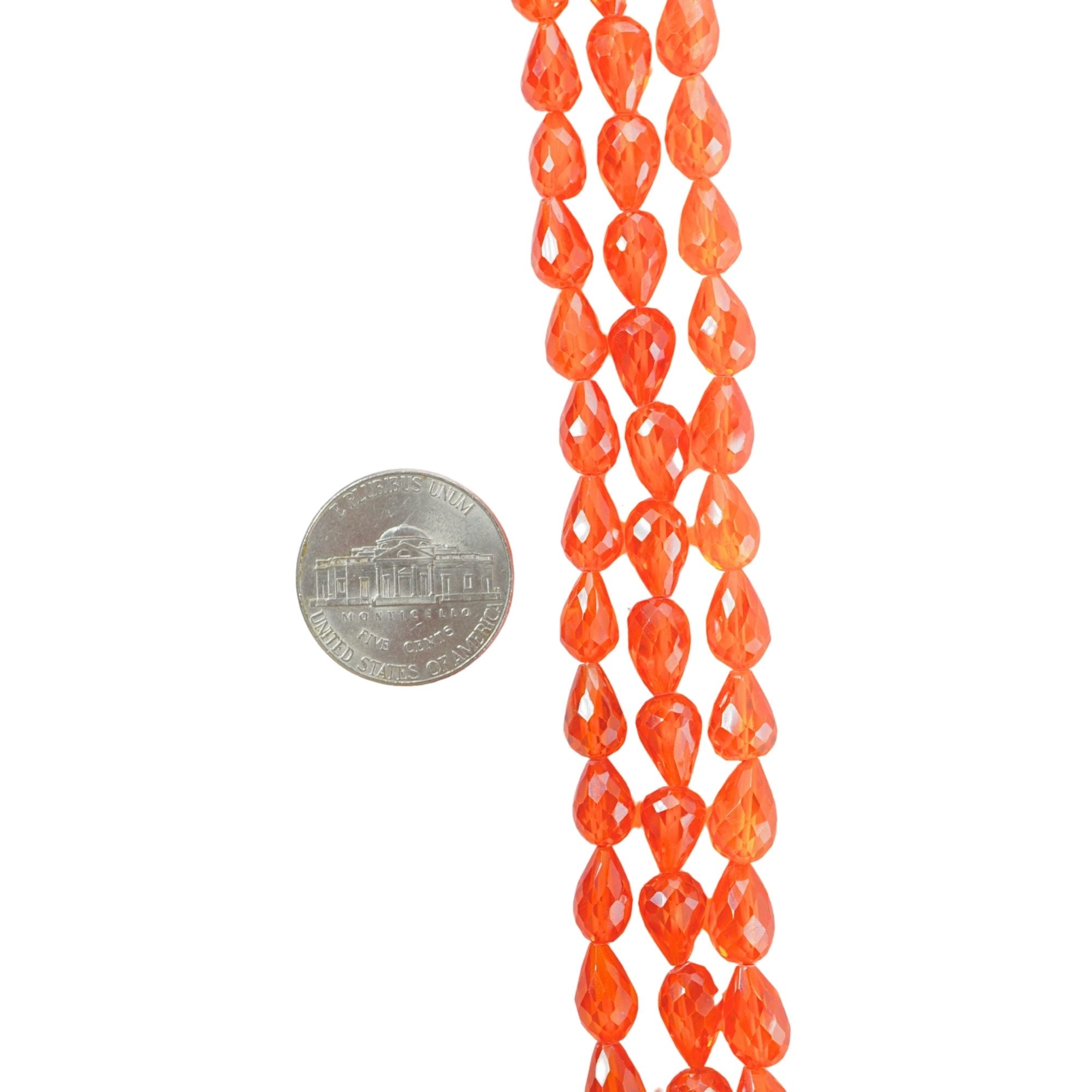 Red Fire Cubic Zirconia Faceted Teardrop Shape Strand Beads