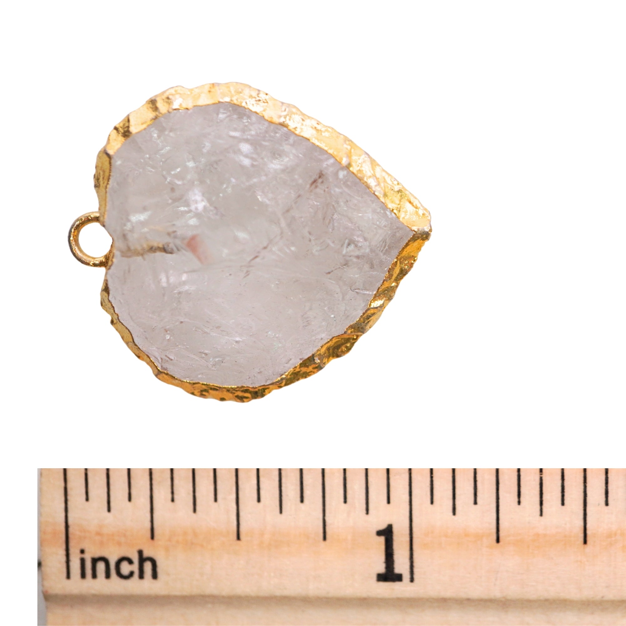 Crystal Quartz Small Heart Shape Gemstone Gold Electroplated Charm Pendant