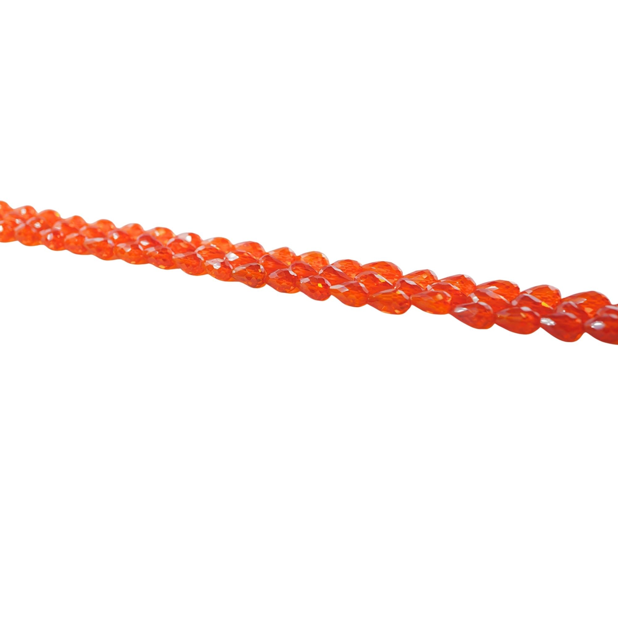 Red Fire Cubic Zirconia Faceted Teardrop Shape Strand Beads