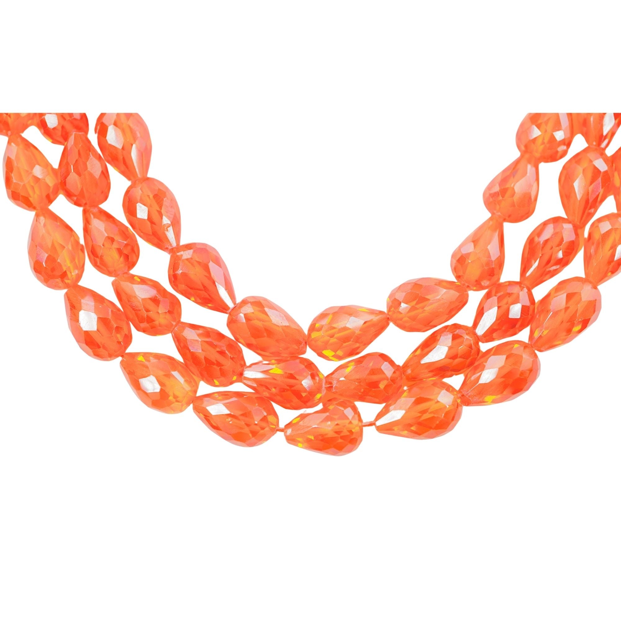 Red Fire Cubic Zirconia Faceted Teardrop Shape Strand Beads