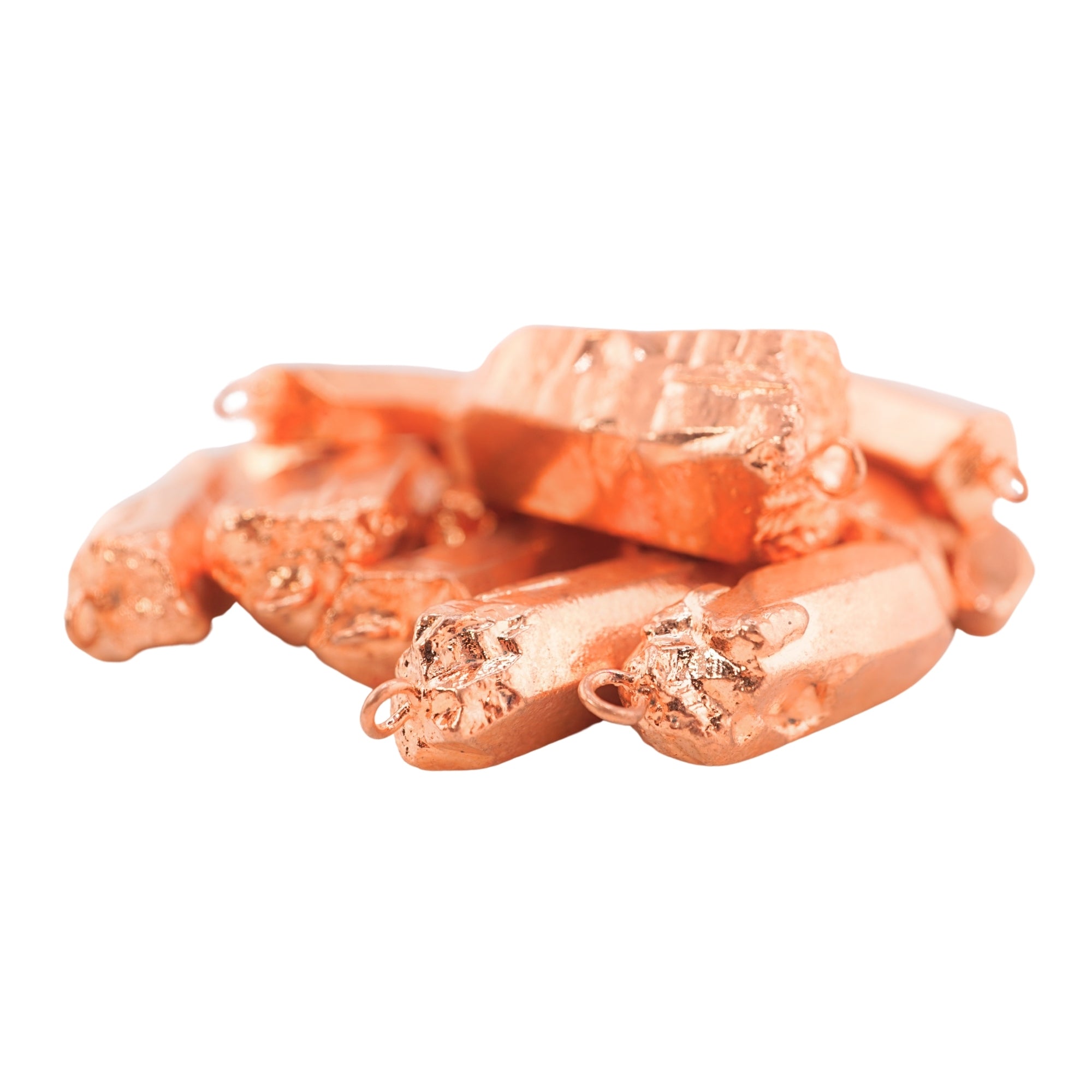 Pyrite Smooth Bullet Shape Gemstone Rose Gold Electroplated Charm Pendant