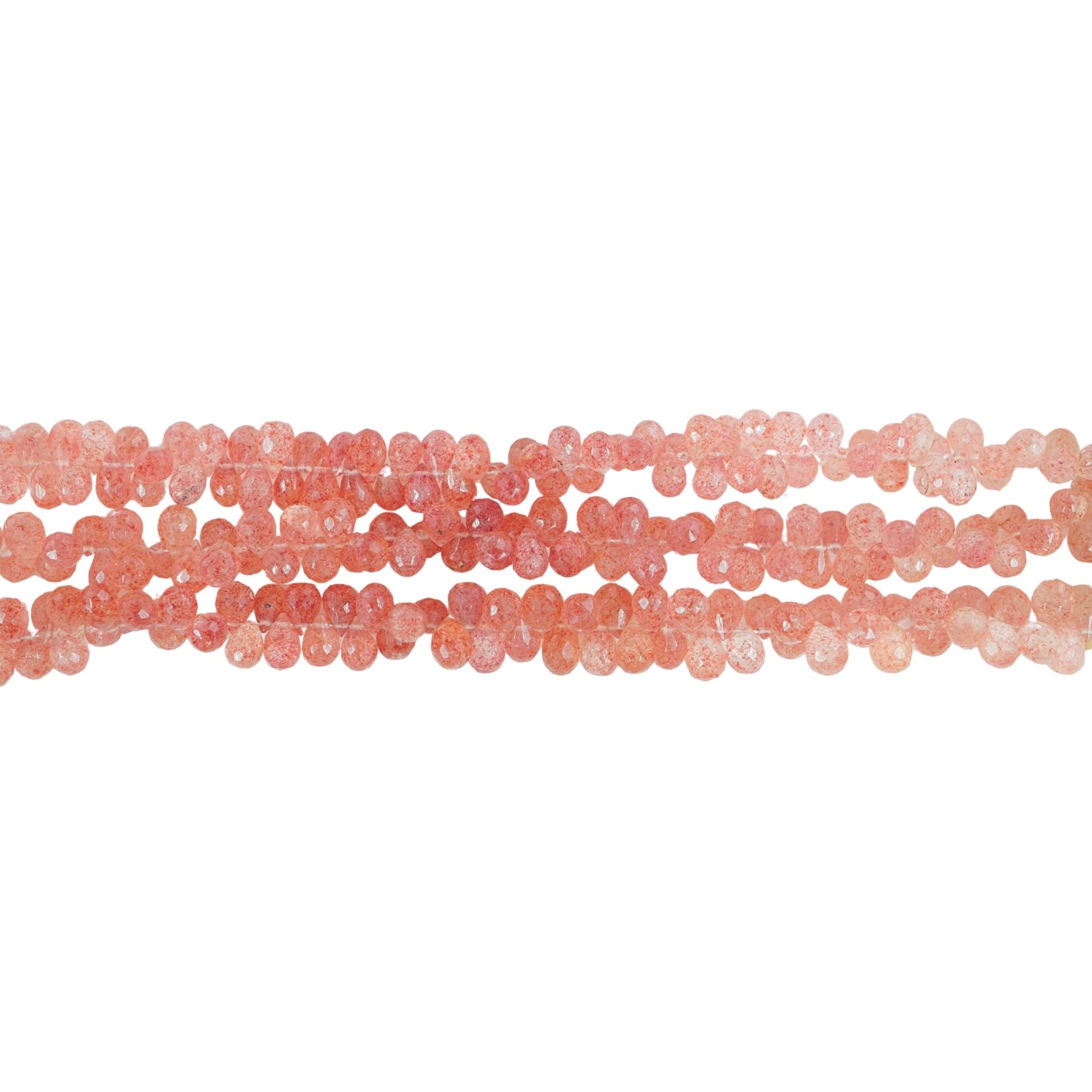 Strawberry Quartz Faceted Teardrop Shape Gemstone Strand Beads