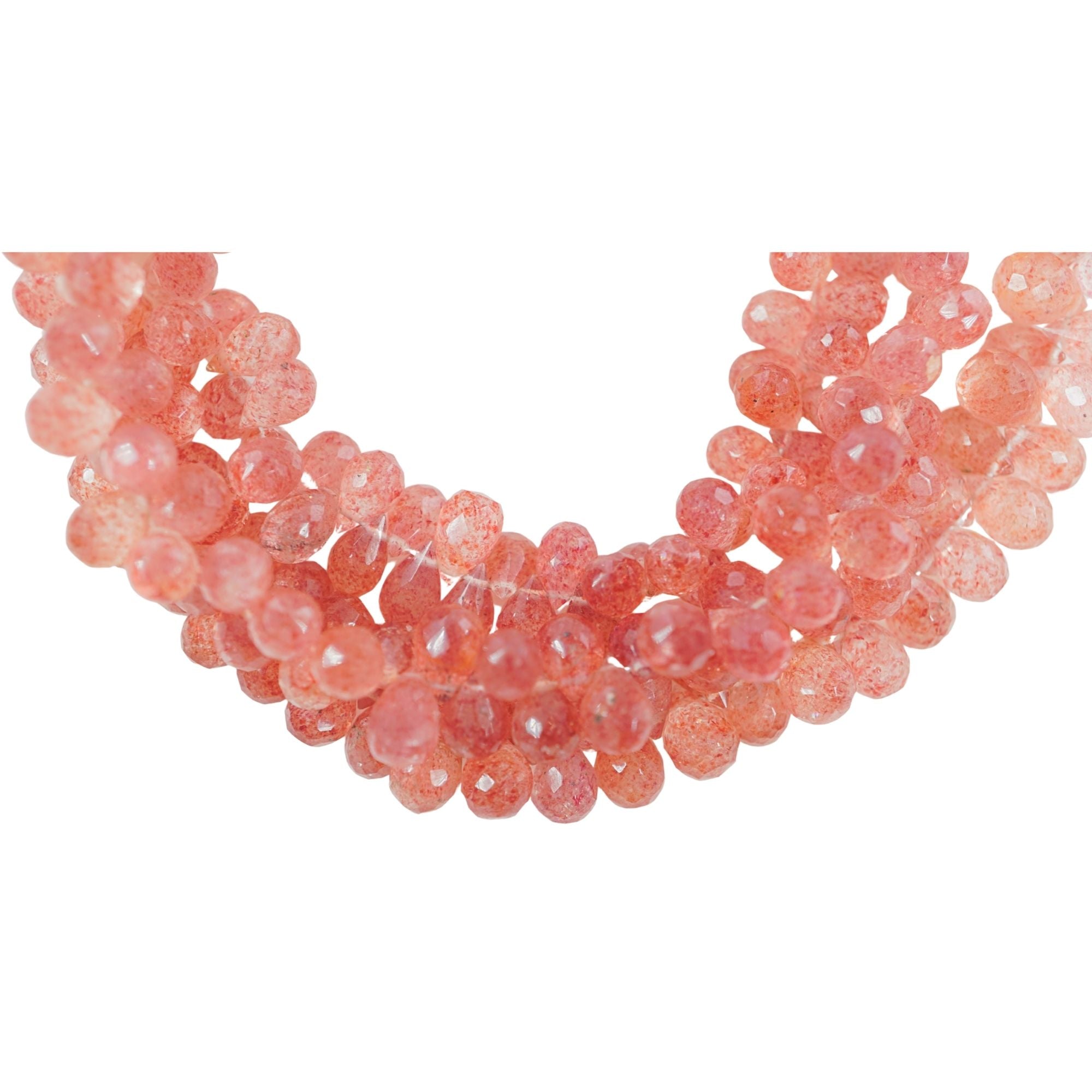 Strawberry Quartz Faceted Teardrop Shape Gemstone Strand Beads