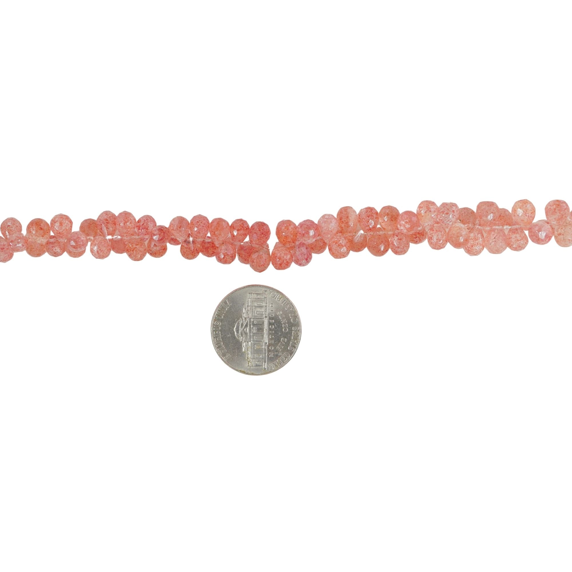 Strawberry Quartz Faceted Teardrop Shape Gemstone Strand Beads