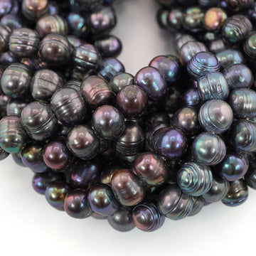 10x8 MM peacock near round freshwater pearls