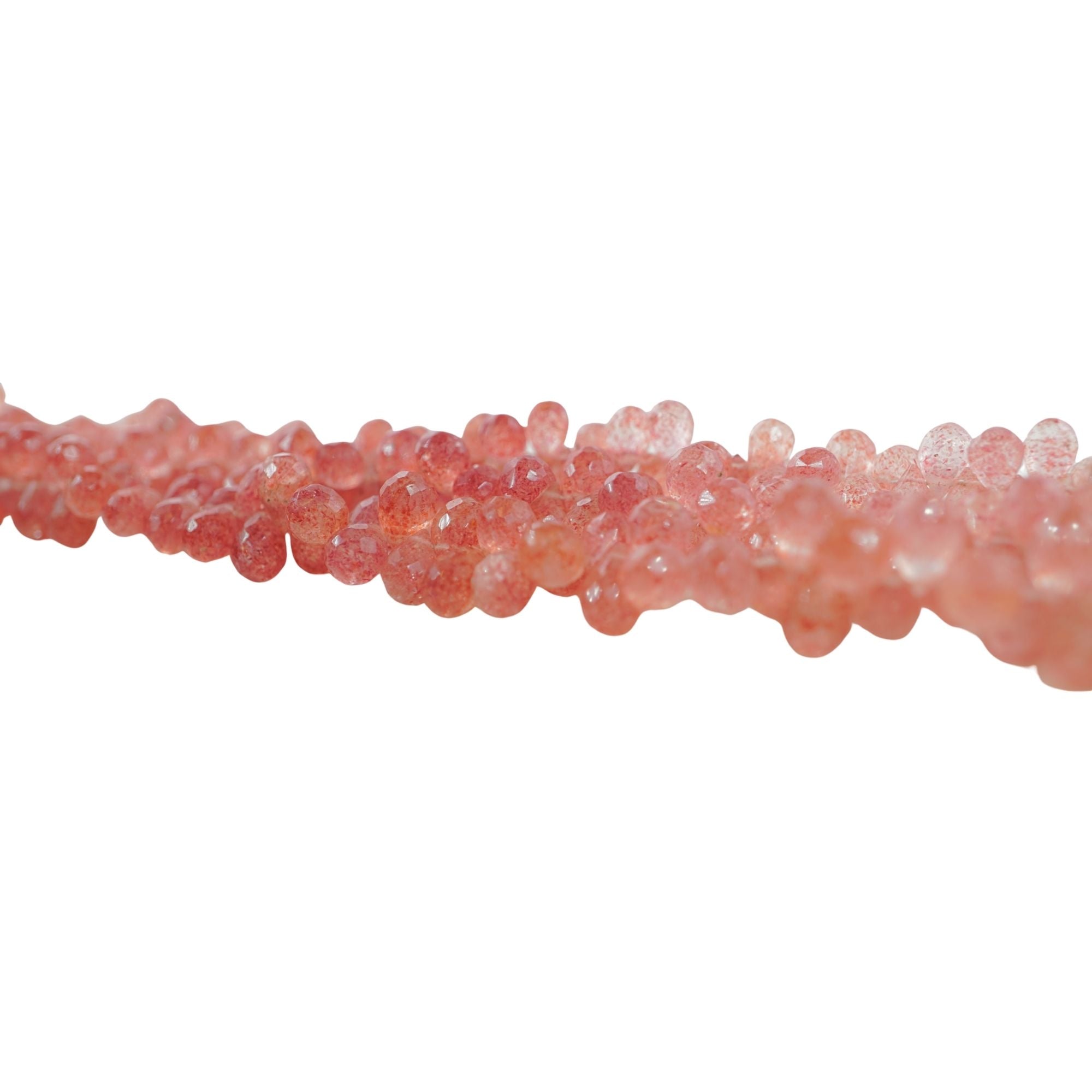 Strawberry Quartz Faceted Teardrop Shape Gemstone Strand Beads