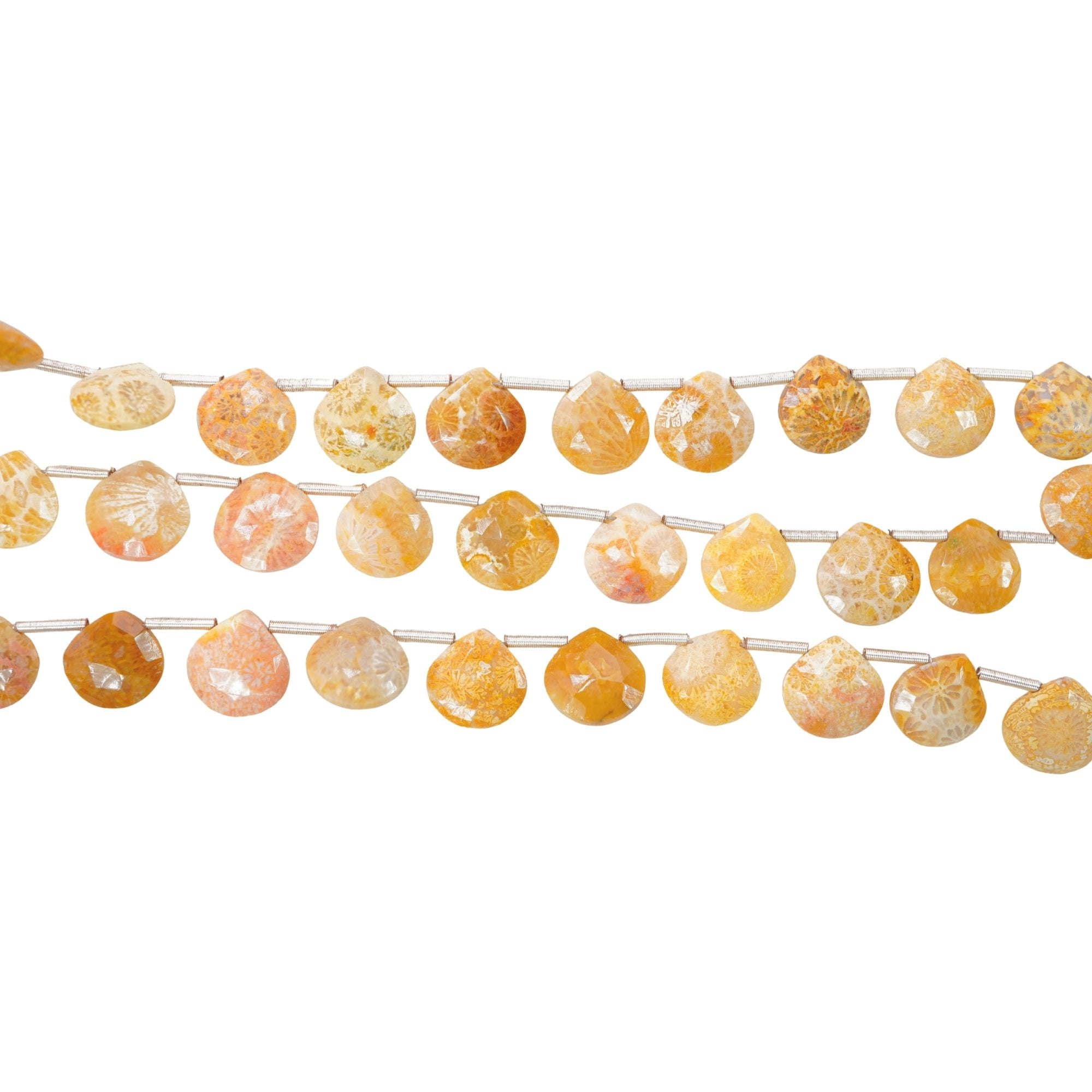 Flower Jasper Faceted Heart Shape Gemstone Strand Beads