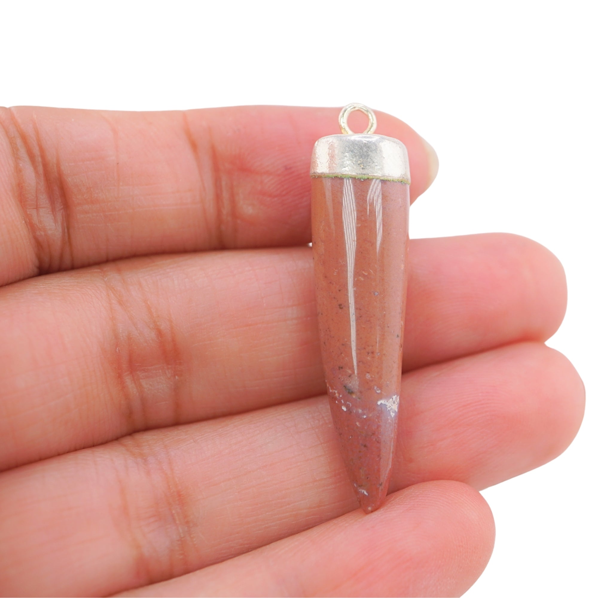 Agate Smooth Chili Shape Gemstone Gold Electroplated Charm Pendant