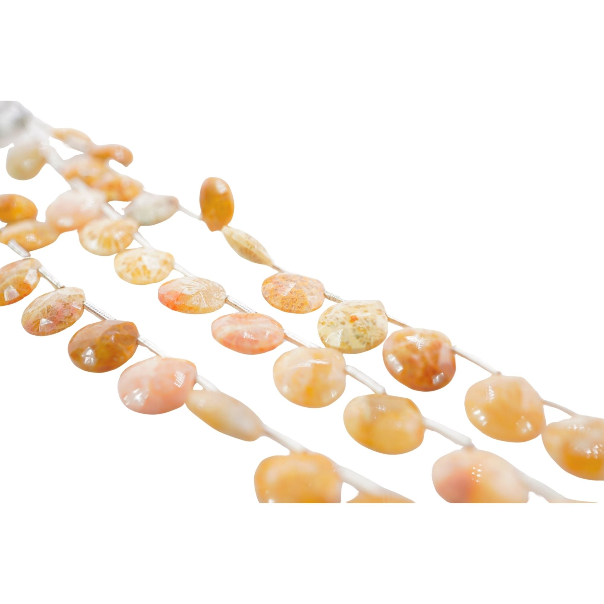 Flower Jasper Faceted Heart Shape Gemstone Strand Beads