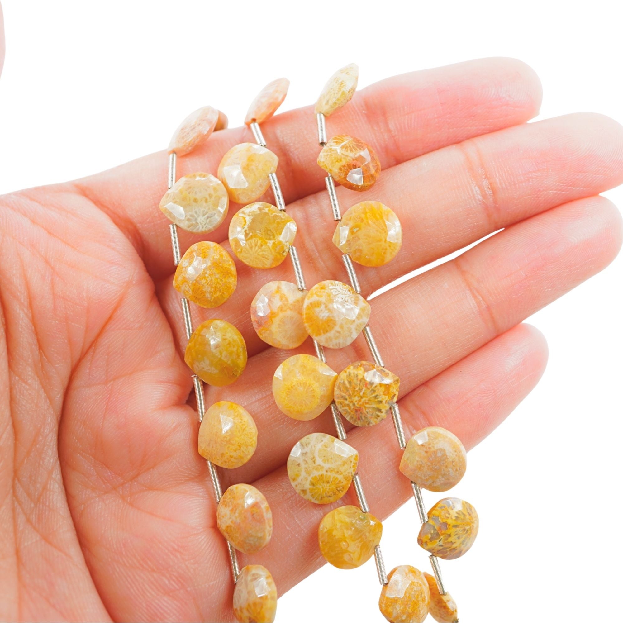 Flower Jasper Faceted Heart Shape Gemstone Strand Beads