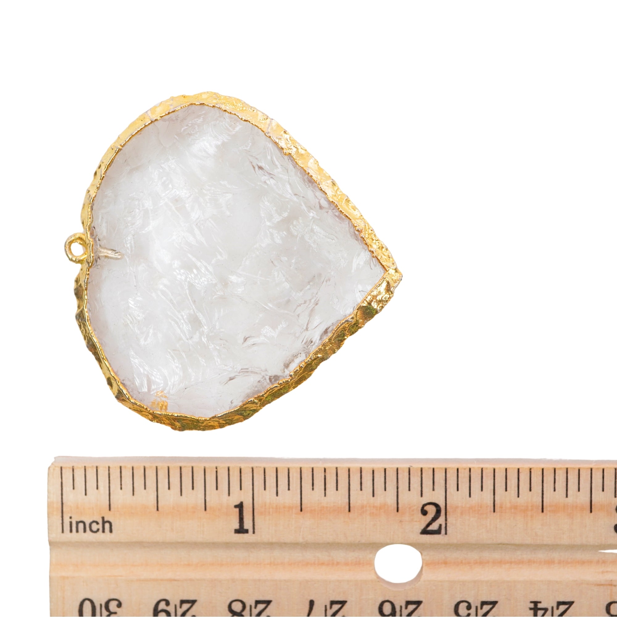 Hydro Quartz Heart Shape Gemstone Gold Electroplated Charm Pendant 35 X 36 To 45 X 44 MM