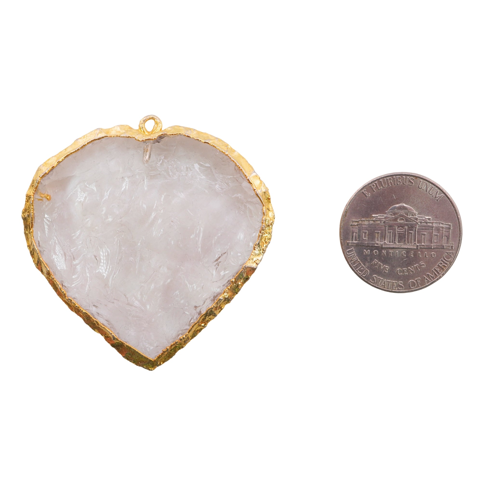 Hydro Quartz Heart Shape Gemstone Gold Electroplated Charm Pendant 35 X 36 To 45 X 44 MM