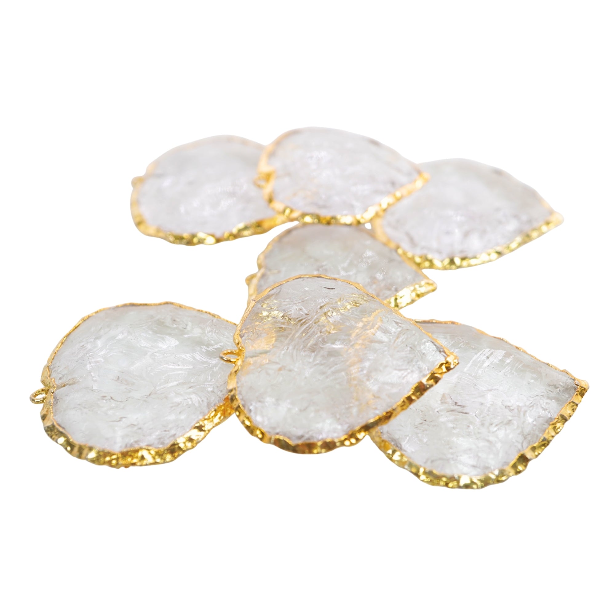 Hydro Quartz Heart Shape Gemstone Gold Electroplated Charm Pendant 35 X 36 To 45 X 44 MM