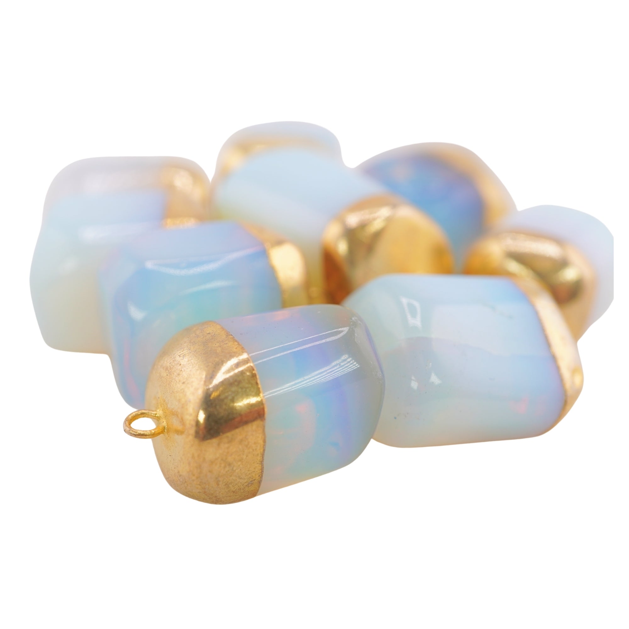 Opalite Nugget Shape Gold Electroplated Pendant Charm For Jewelry Making Craft Supply