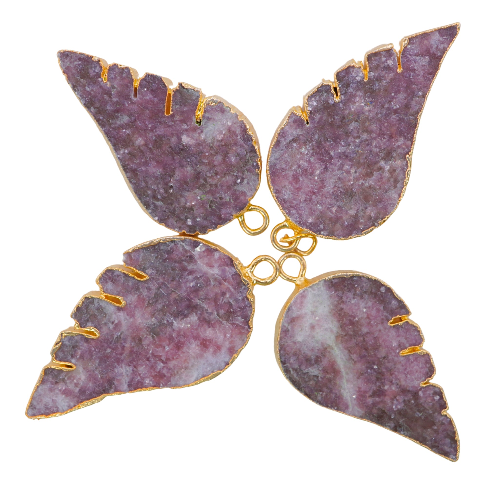Lepidolite Angel Wing Shape Gemstone Gold Electroplated Charm Pendant For Jewelry Making