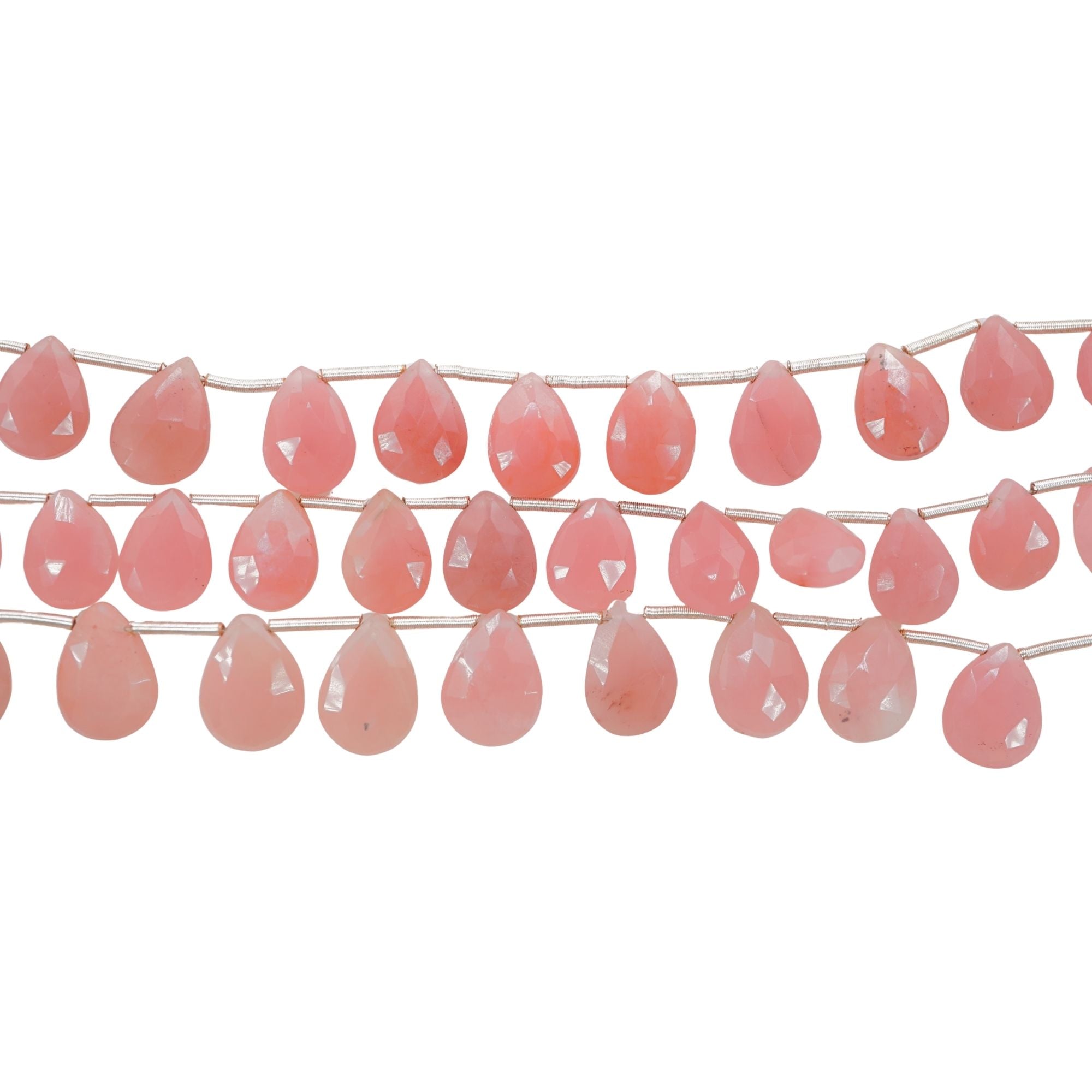 Guava Quartz Faceted Pear Shape Gemstone Strand Beads