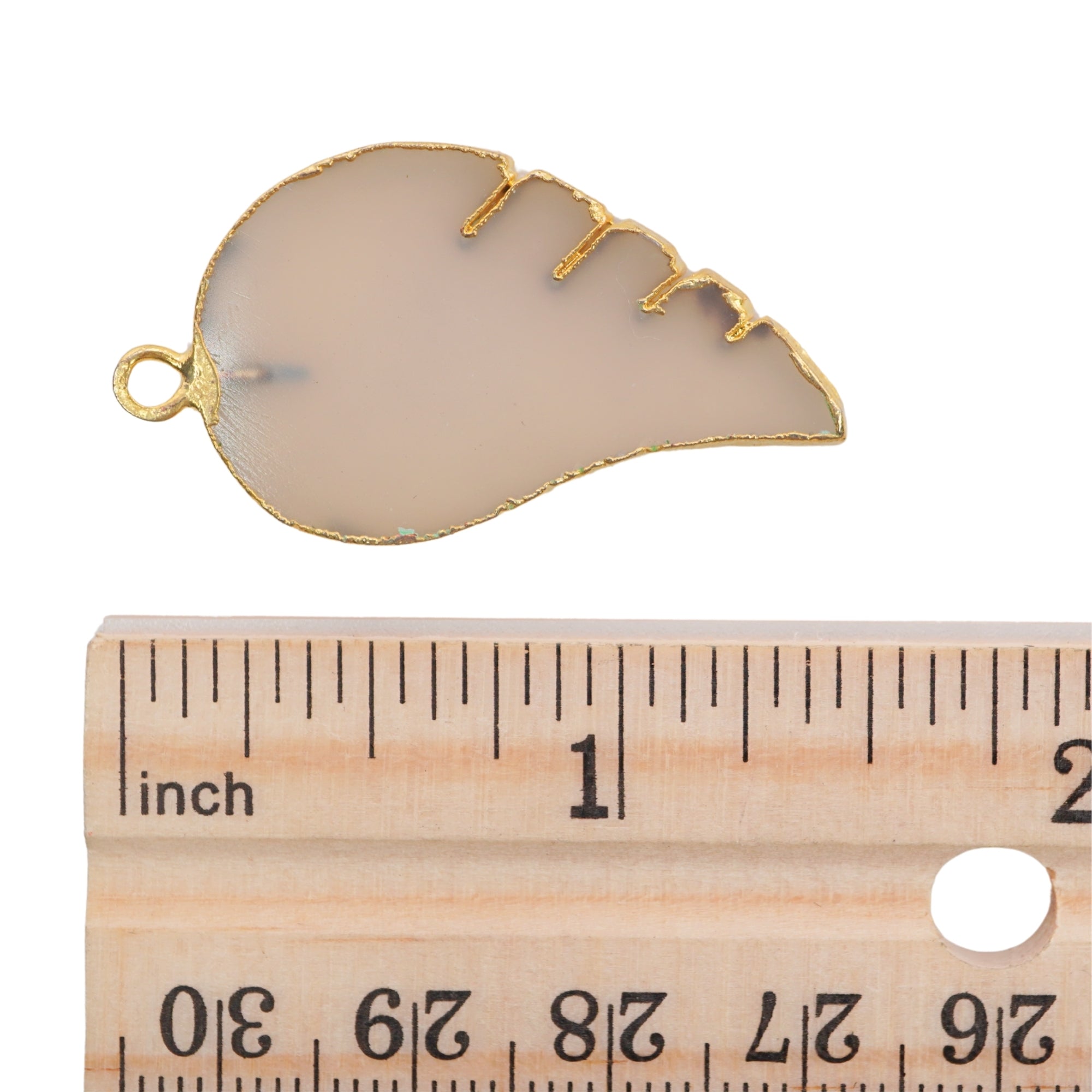 Chalcedony Smooth Angel Wing Shape Gemstone Gold Electroplated Charm Pendant