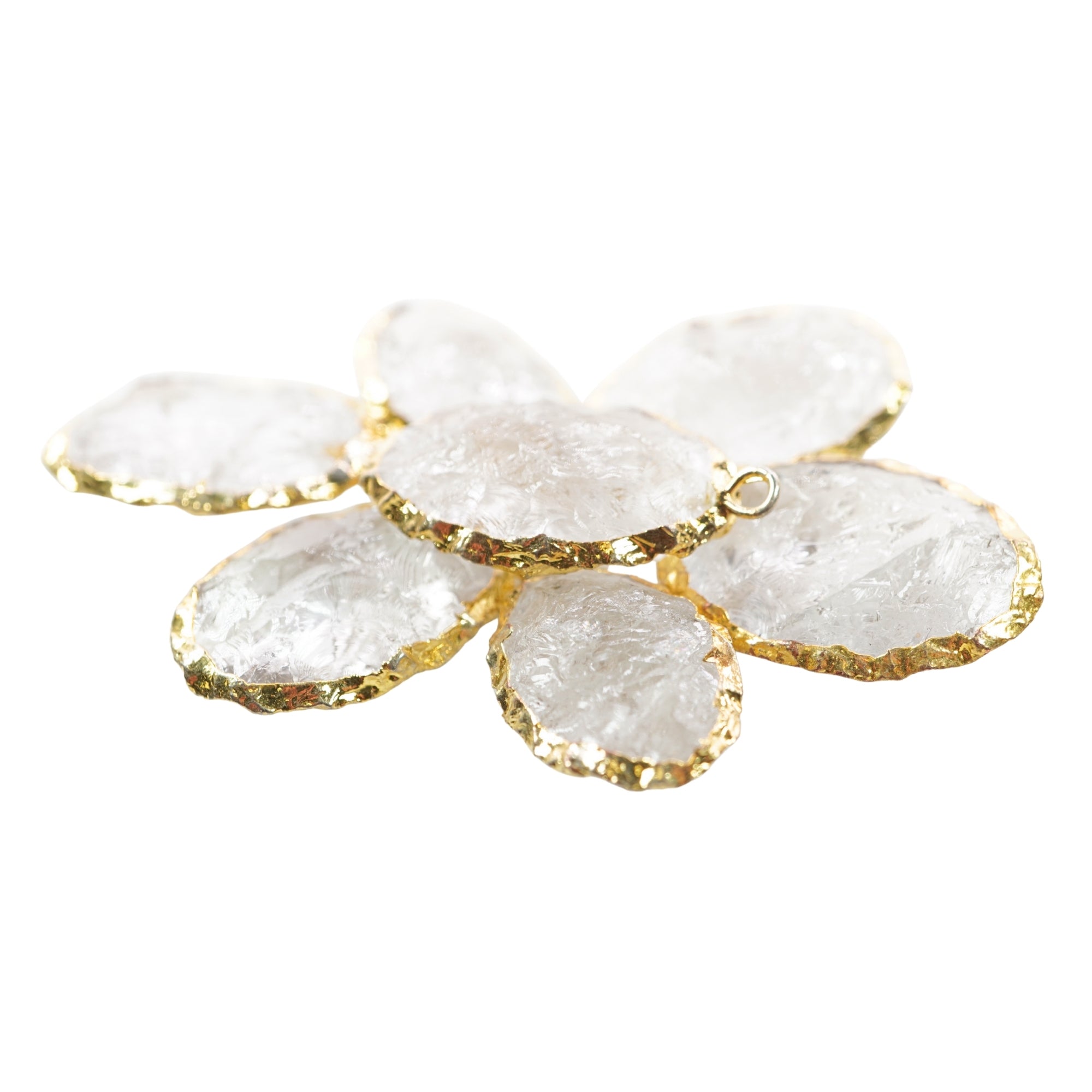 Crystal Quartz Small Oval Shape Gemstone Gold Electroplated Charm Pendant