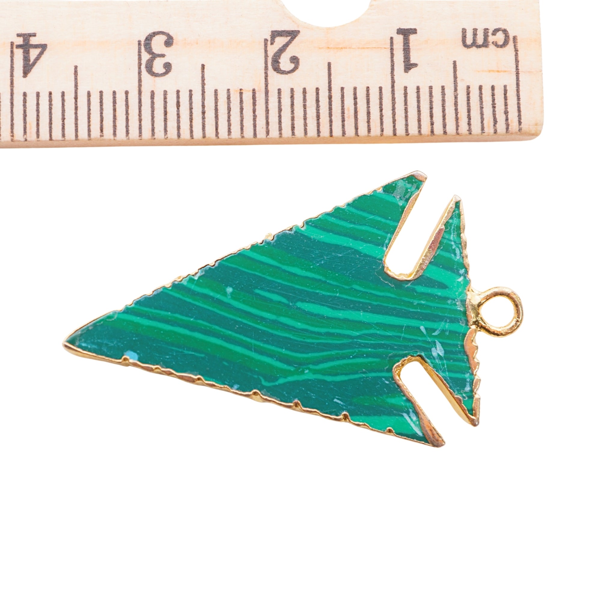 Malachite Arrowhead Shape Gemstone Gold Electroplated Charm Pendant