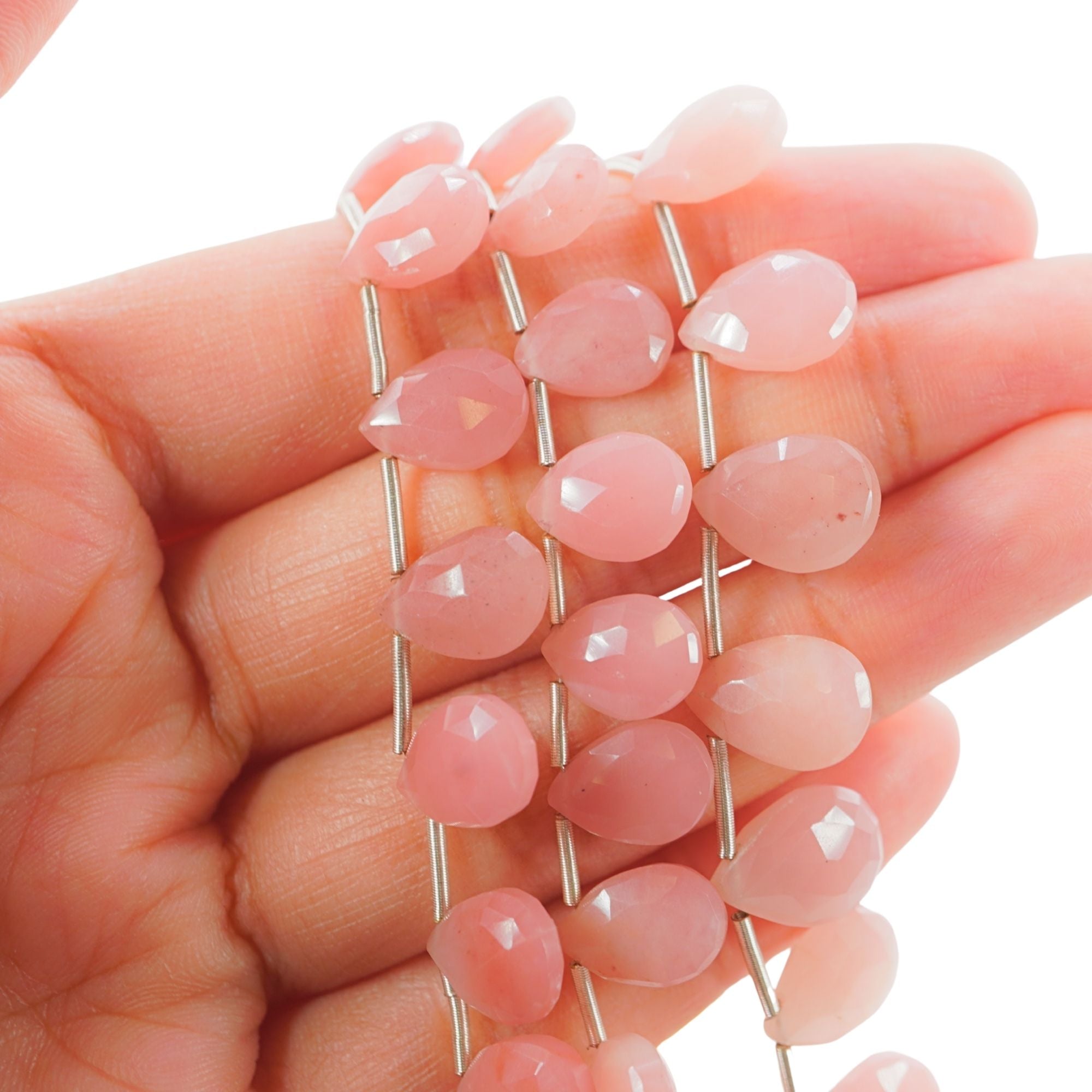 Guava Quartz Faceted Pear Shape Gemstone Strand Beads