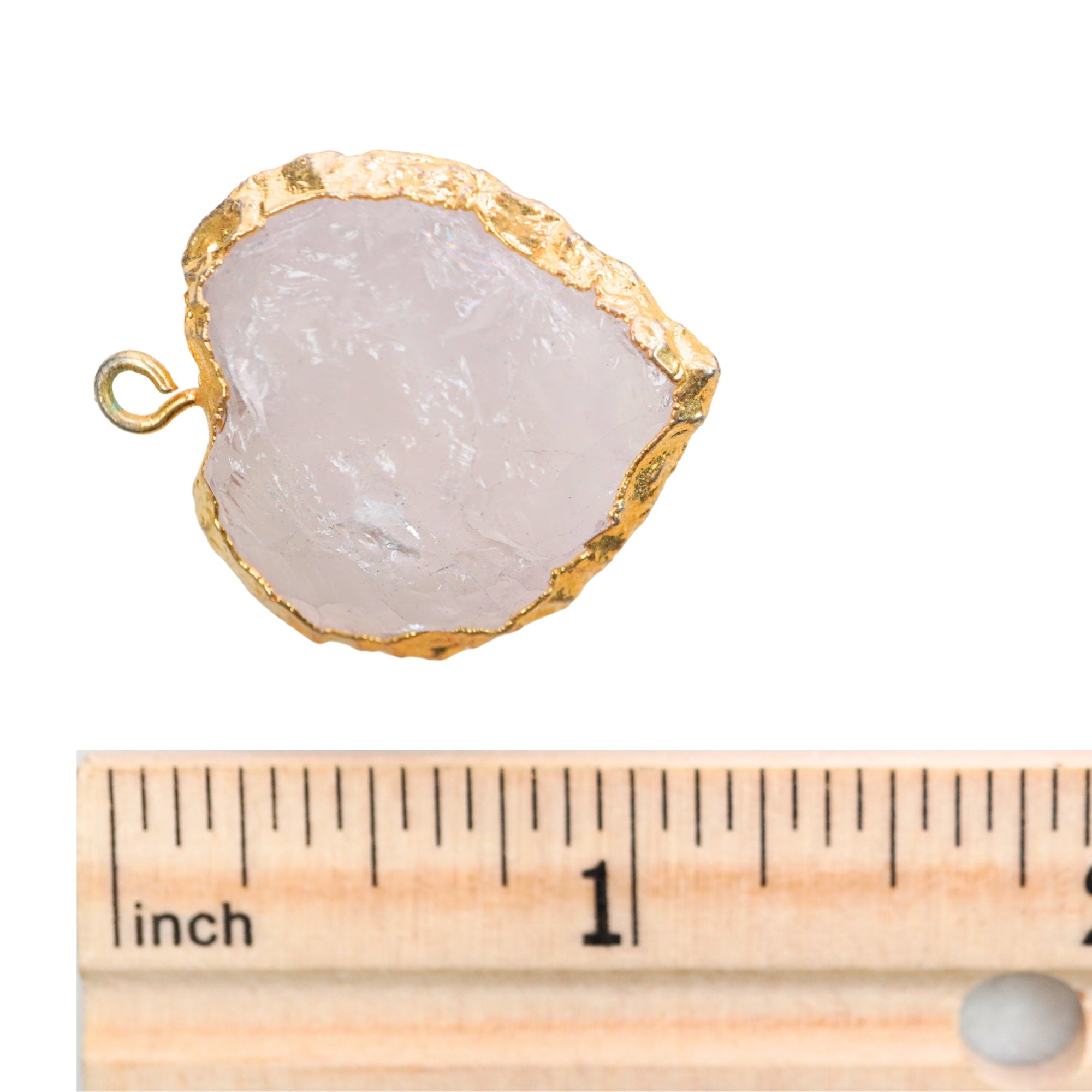 Rose Quartz Heart Shape Gemstone Gold Electroplated Charm Pendant