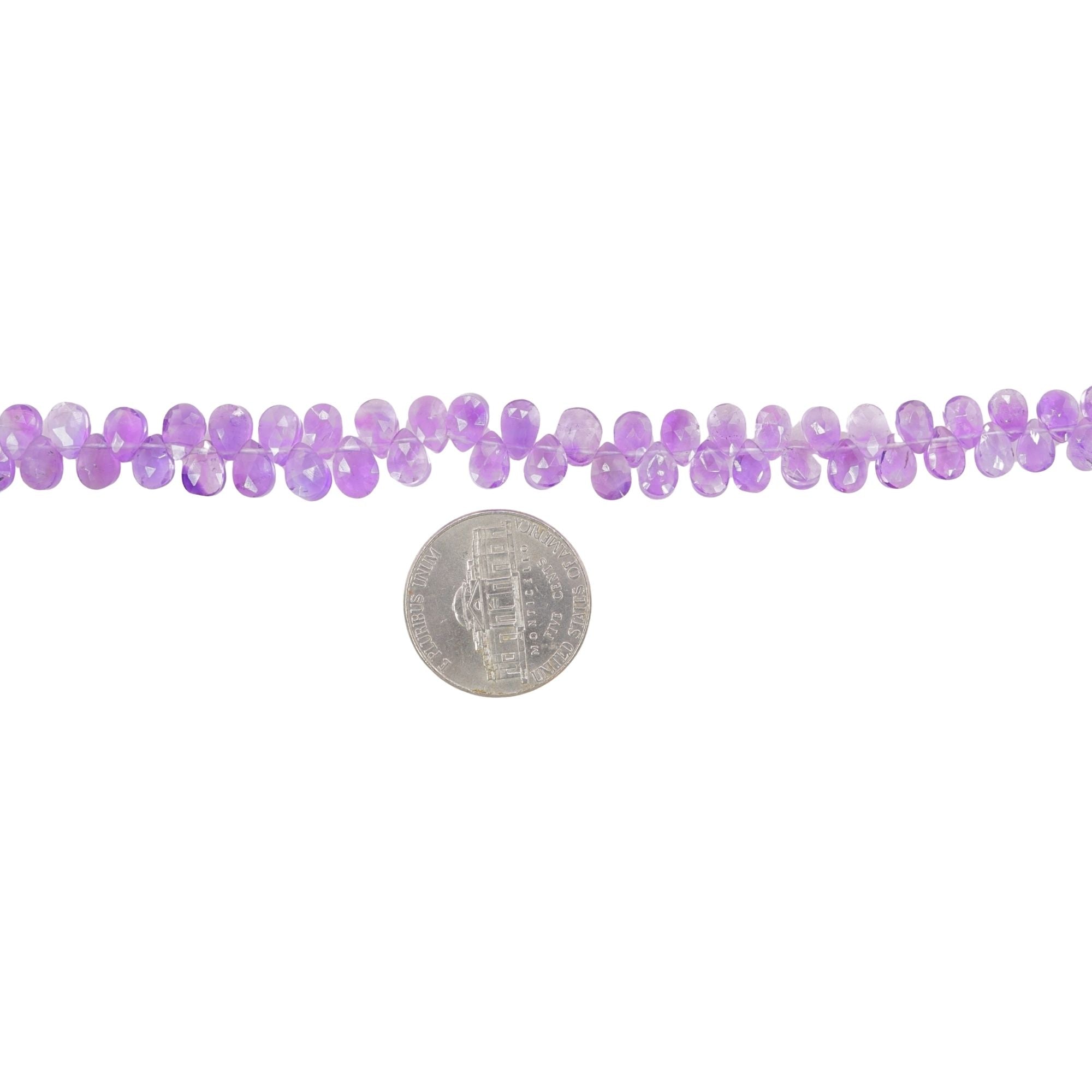 Amethyst 6 X 4 - 6 X 5 MM Faceted Tear Drop Shape Gemstone Strand Beads