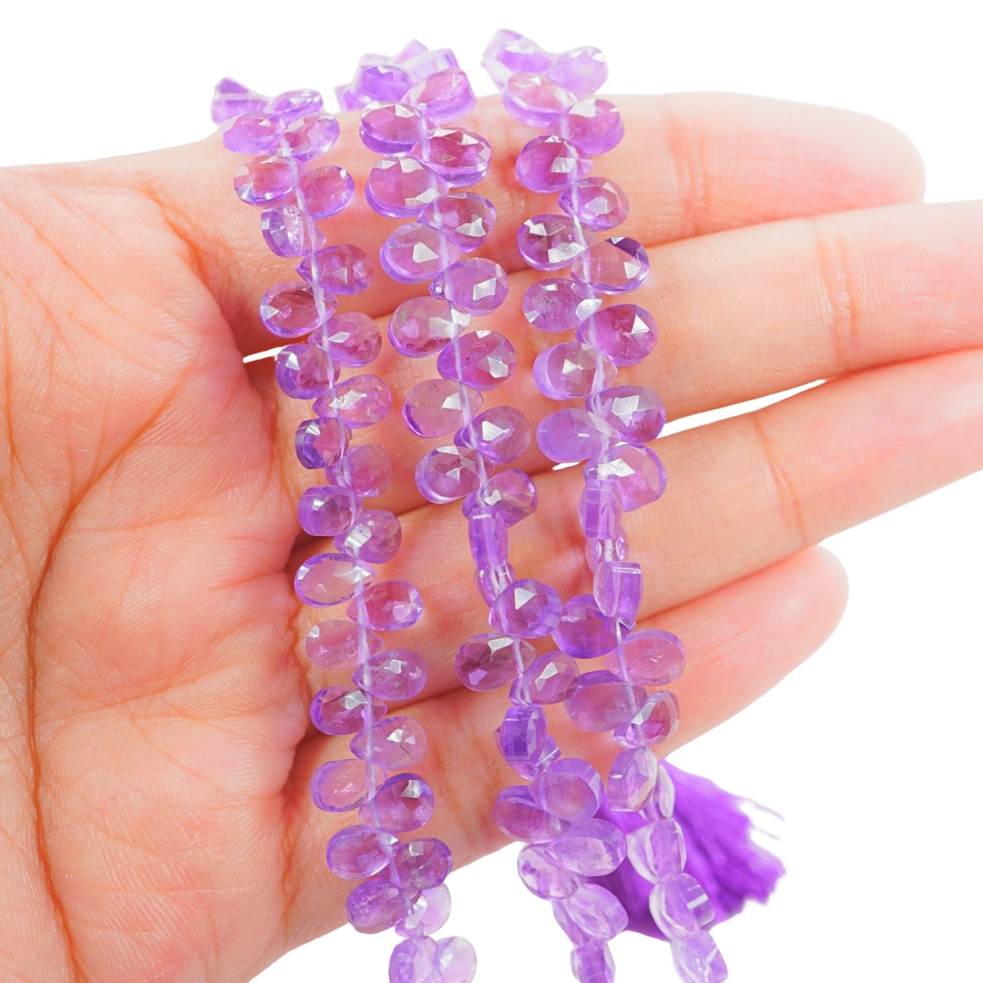 Amethyst 6 X 4 - 6 X 5 MM Faceted Tear Drop Shape Gemstone Strand Beads