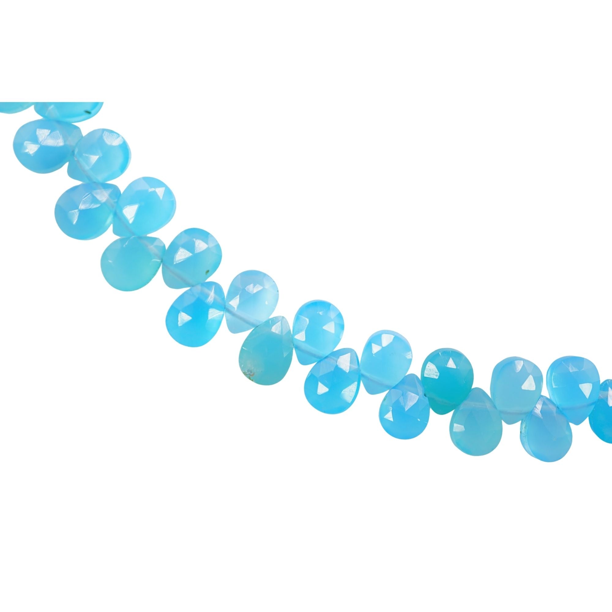 Aqua Blue Chalcedony 5 X 7 MM Faceted Pear Shape Gemstone Strand Beads