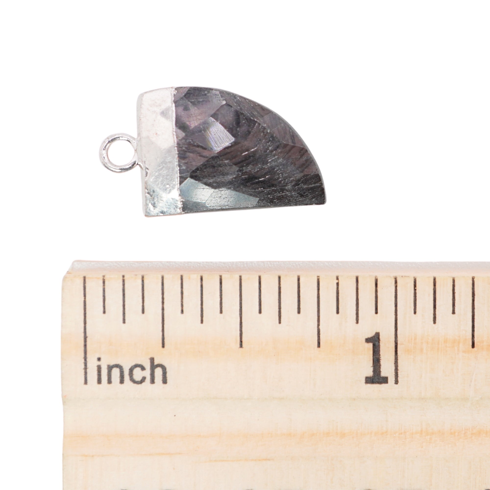 Hypersthene Faceted Horn Shape Gemstone Rhodium Electroplated Charm Pendant