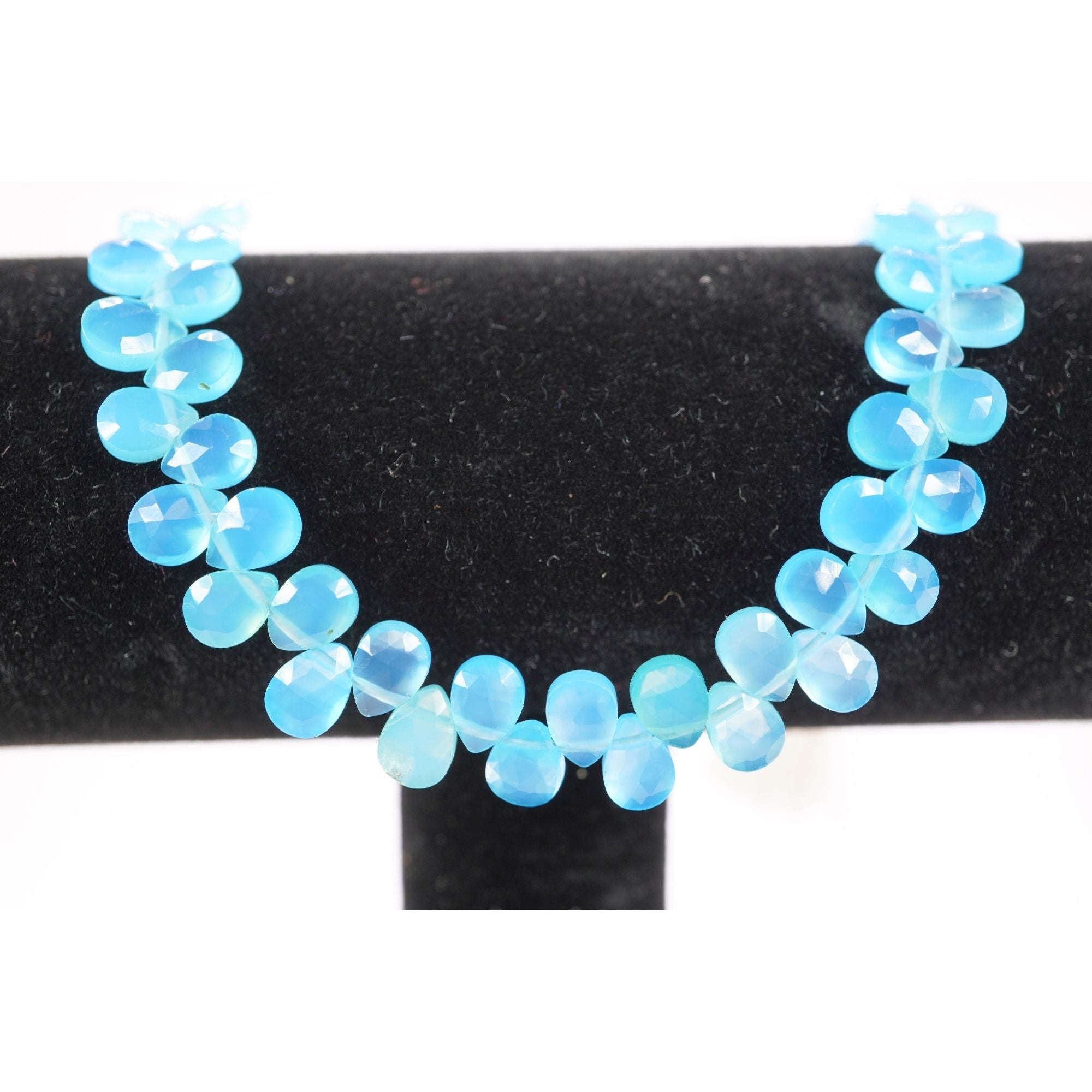 Aqua Blue Chalcedony 5 X 7 MM Faceted Pear Shape Gemstone Strand Beads