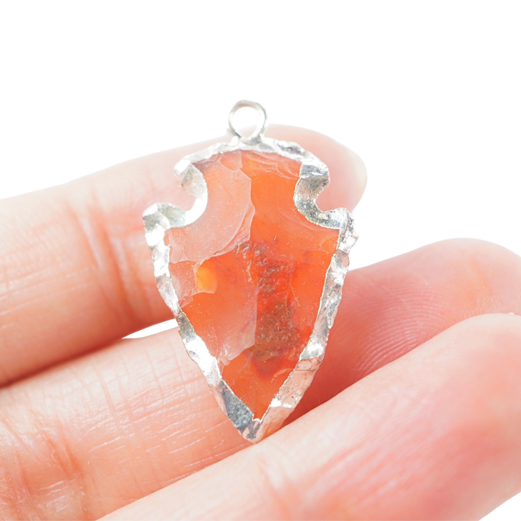 Carnelian Arrowhead Shape Gemstone Silver Electroplated Charm Pendant