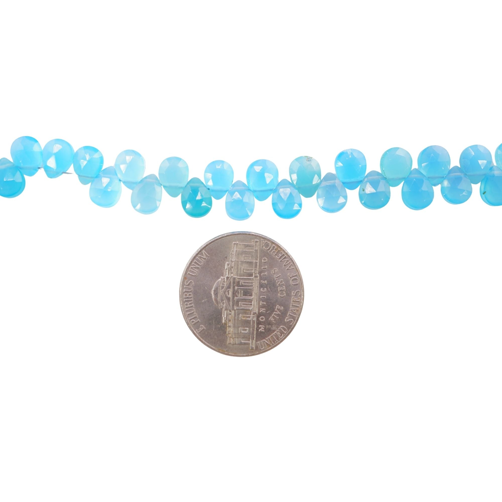 Aqua Blue Chalcedony 5 X 7 MM Faceted Pear Shape Gemstone Strand Beads