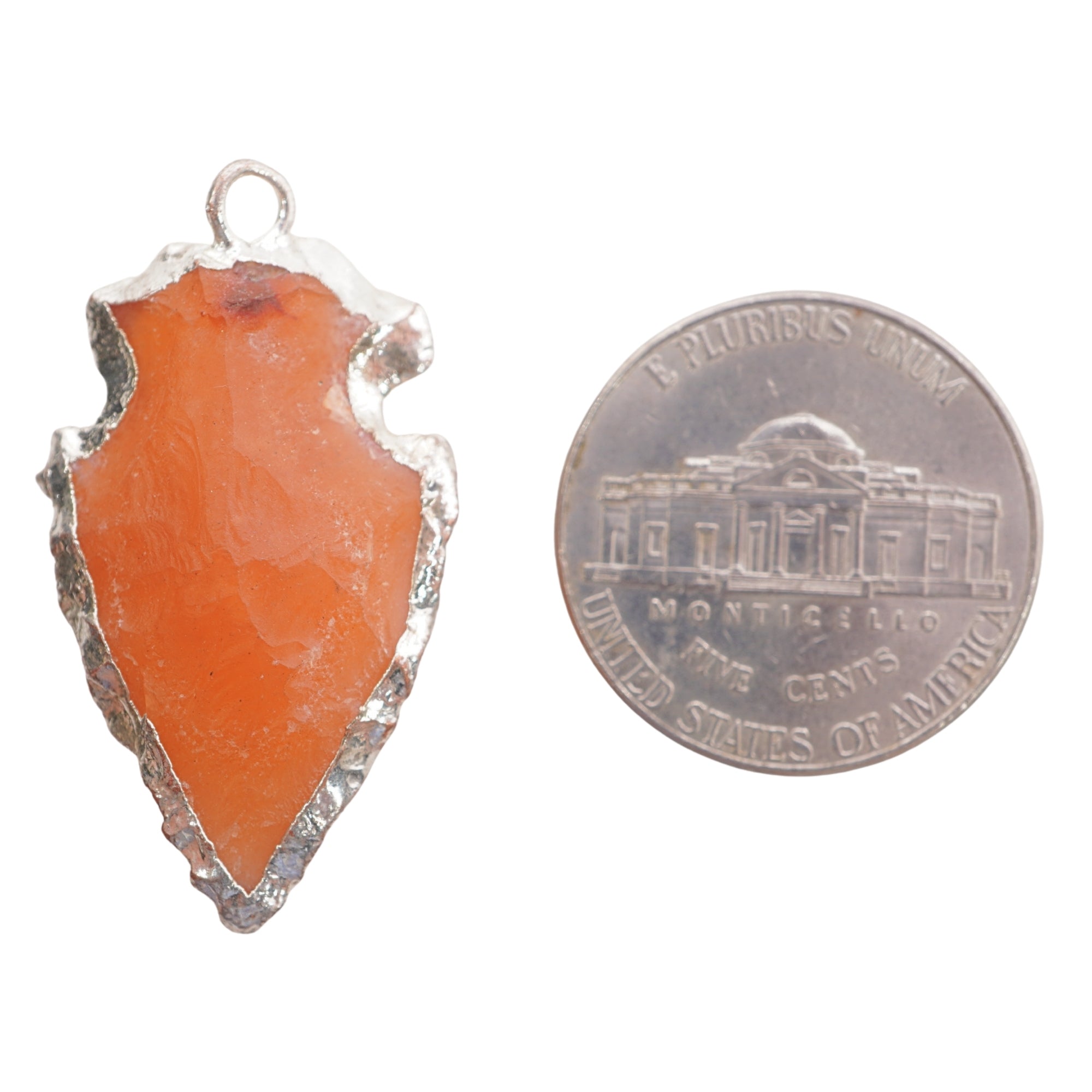 Carnelian Arrowhead Shape Gemstone Silver Electroplated Charm Pendant