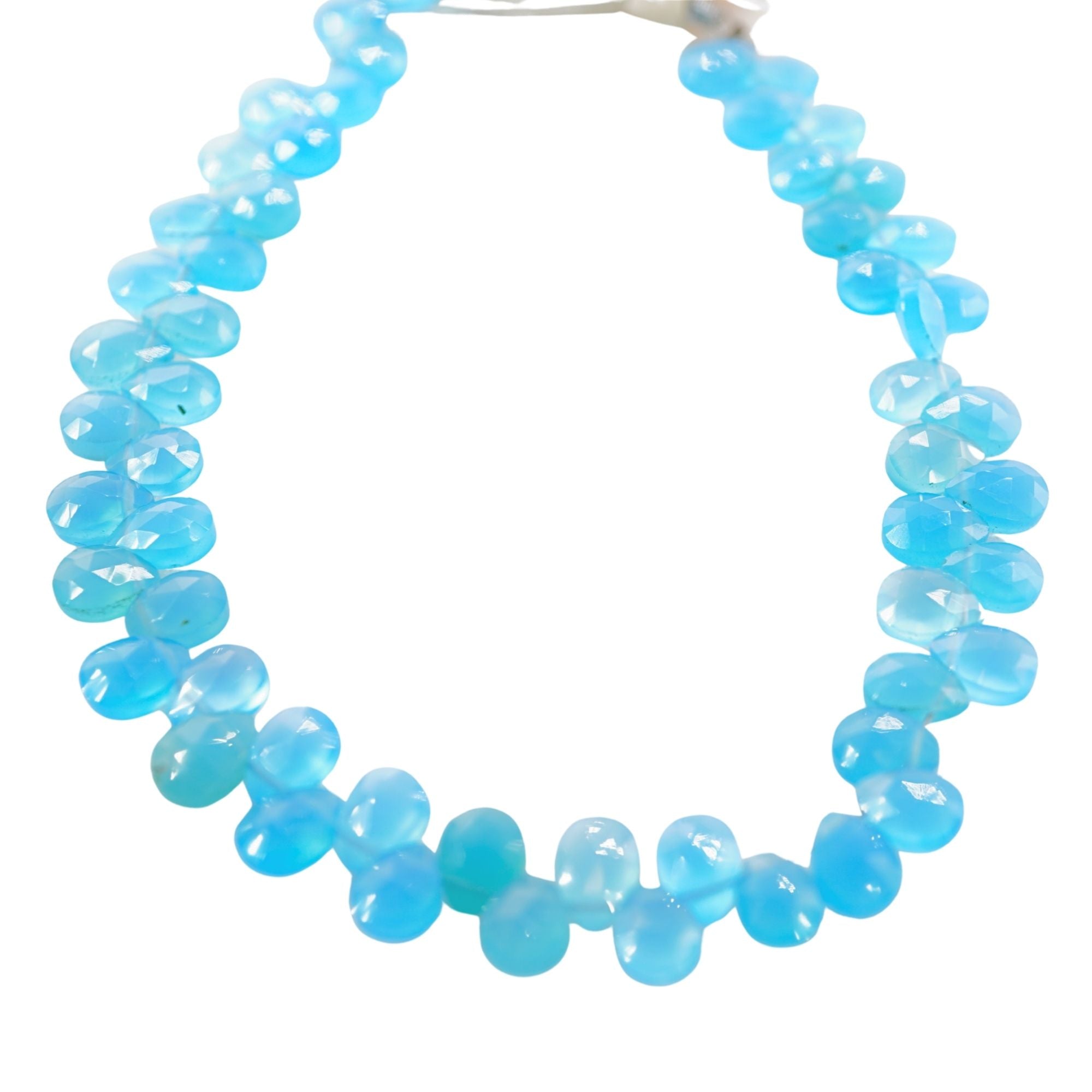Aqua Blue Chalcedony 5 X 7 MM Faceted Pear Shape Gemstone Strand Beads