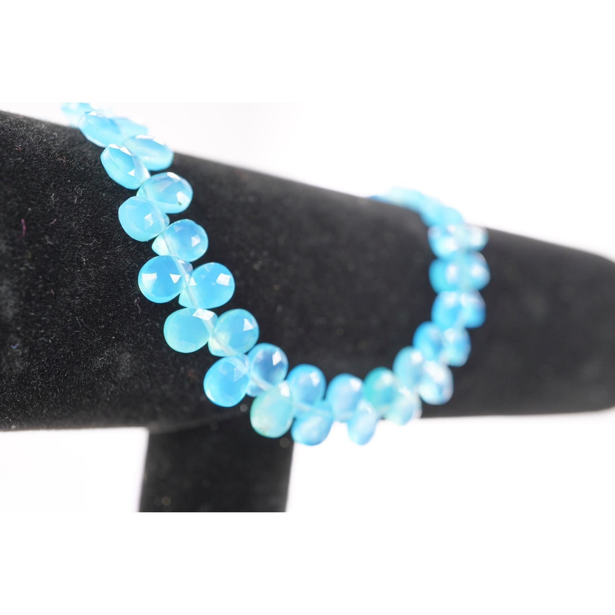 Aqua Blue Chalcedony 5 X 7 MM Faceted Pear Shape Gemstone Strand Beads