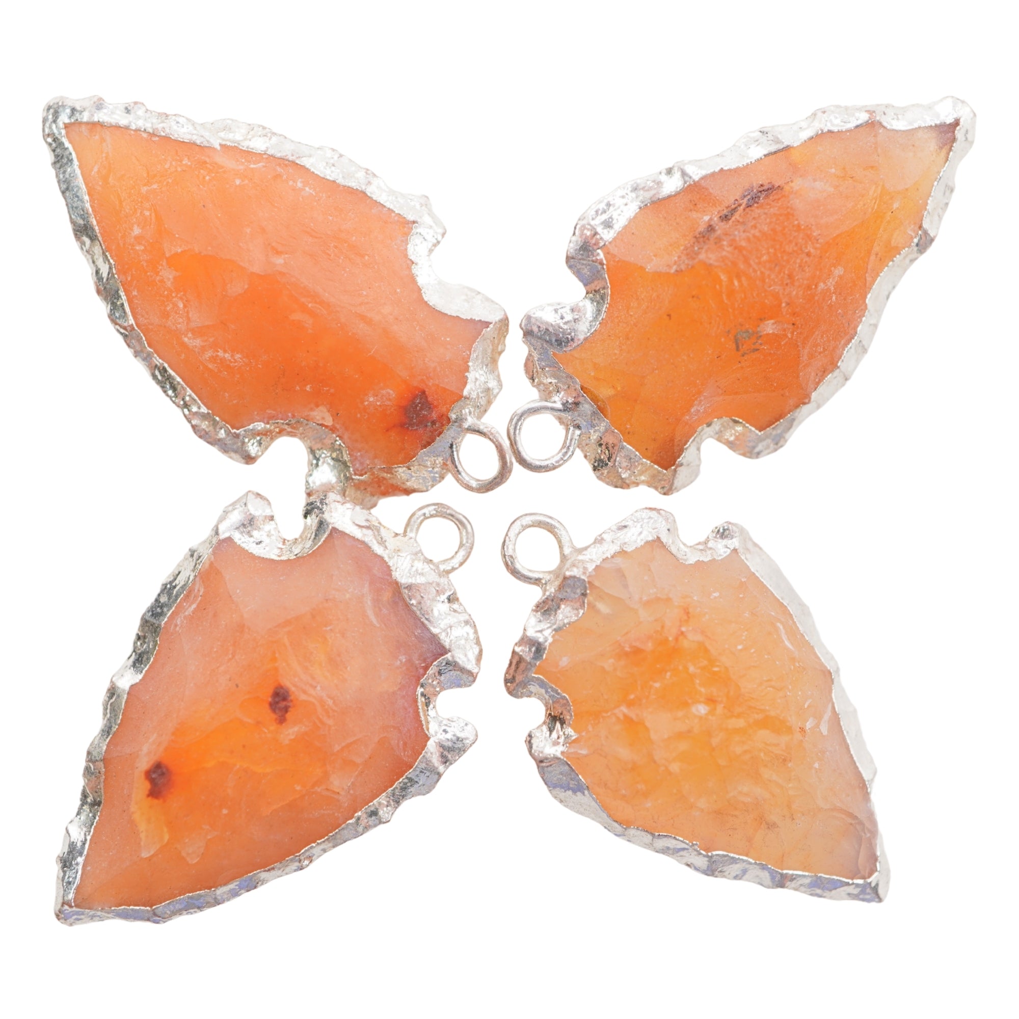 Carnelian Arrowhead Shape Gemstone Silver Electroplated Charm Pendant