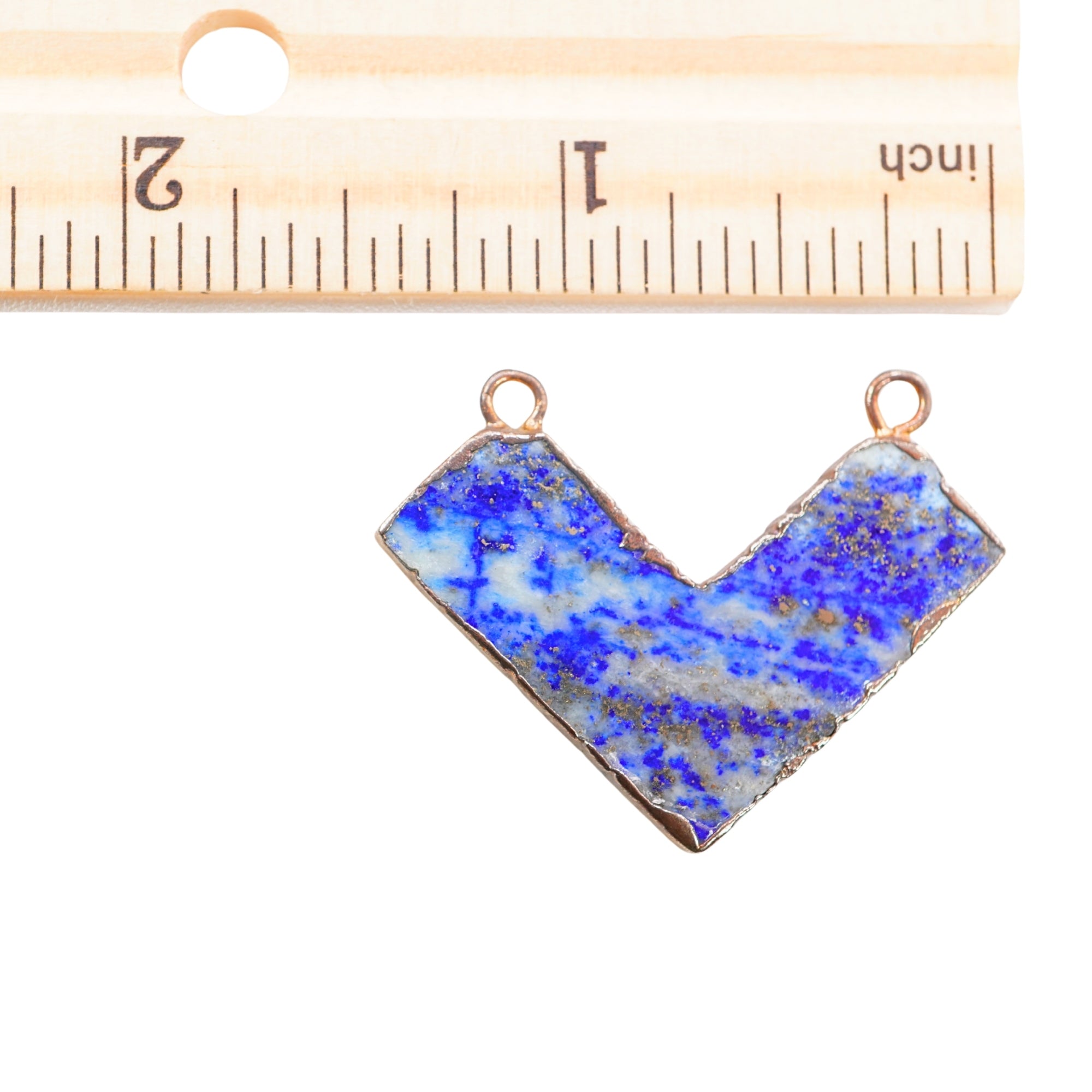 Lapis Lazuli Chevron Shape Gemstone Gold Electroplated Charm Pendant