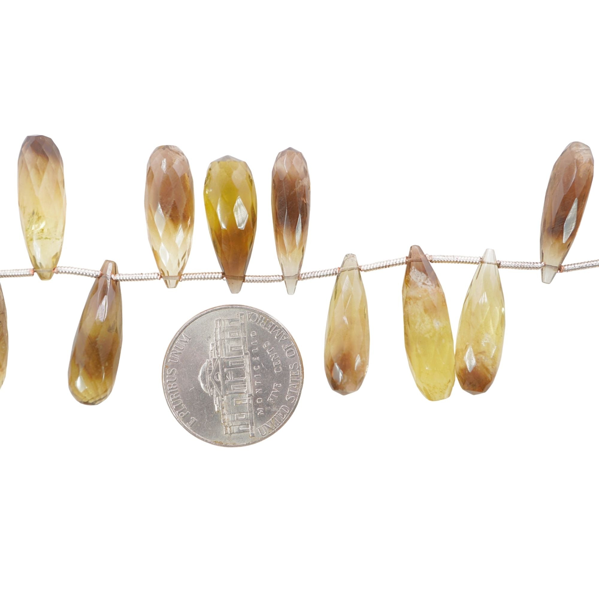 Bio Lemon Quartz 20 X 6 - 22 X 7 MM Faceted Tear Drop Shape Gemstone Strand Beads