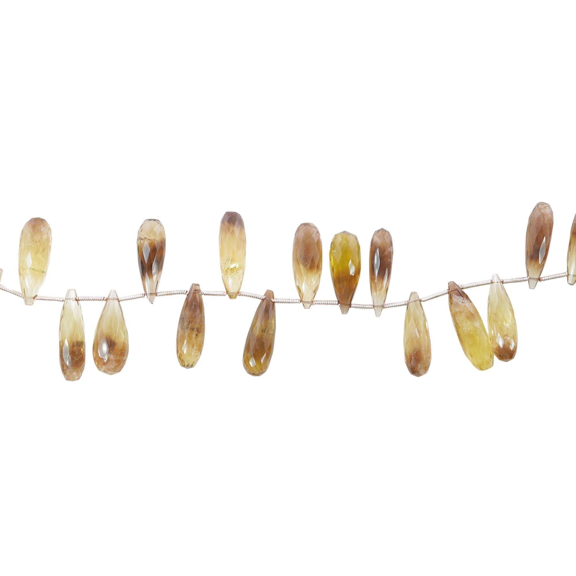 Bio Lemon Quartz 20 X 6 - 22 X 7 MM Faceted Tear Drop Shape Gemstone Strand Beads
