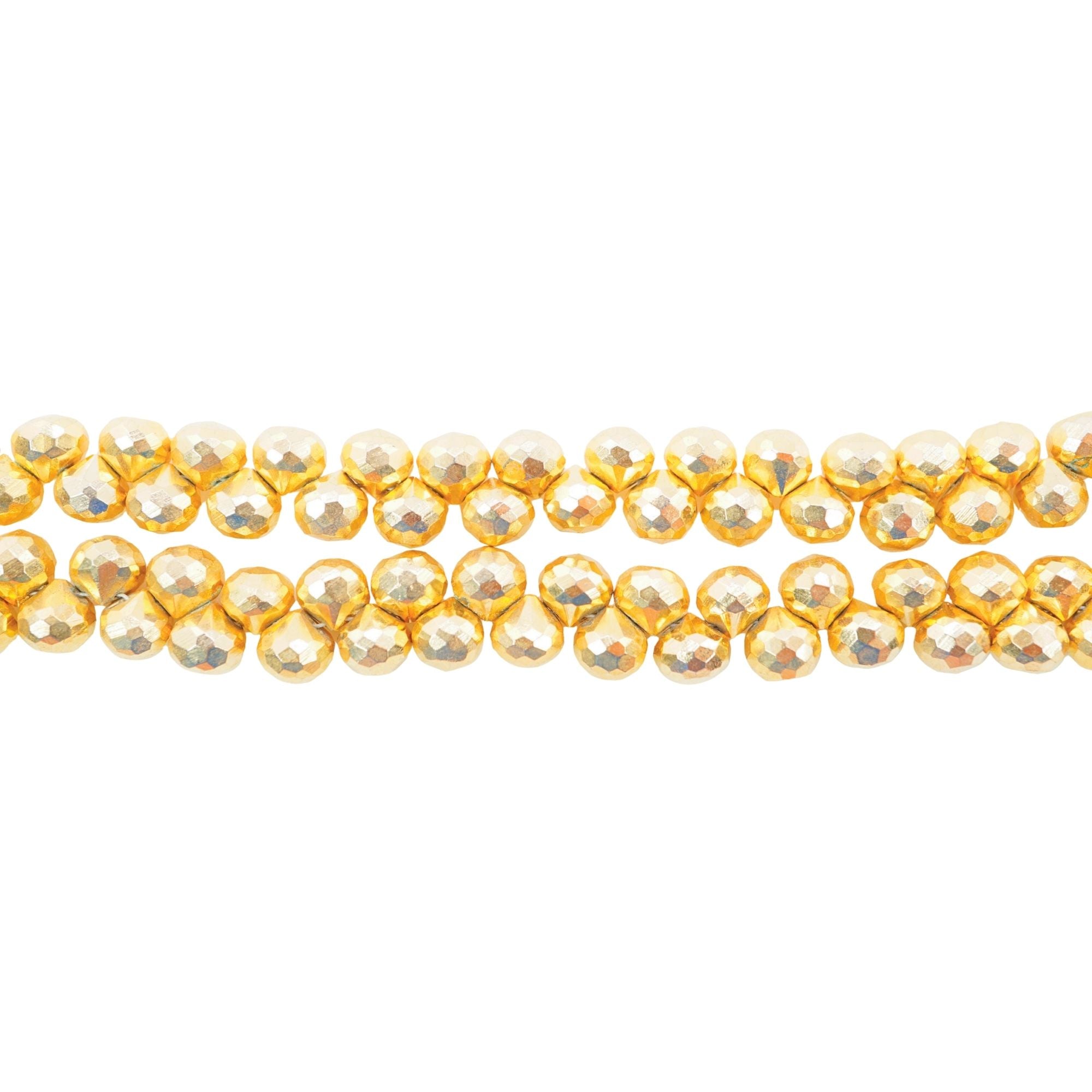 Golden Pyrite Faceted Teardrops Shape Gemstone Strand Beads