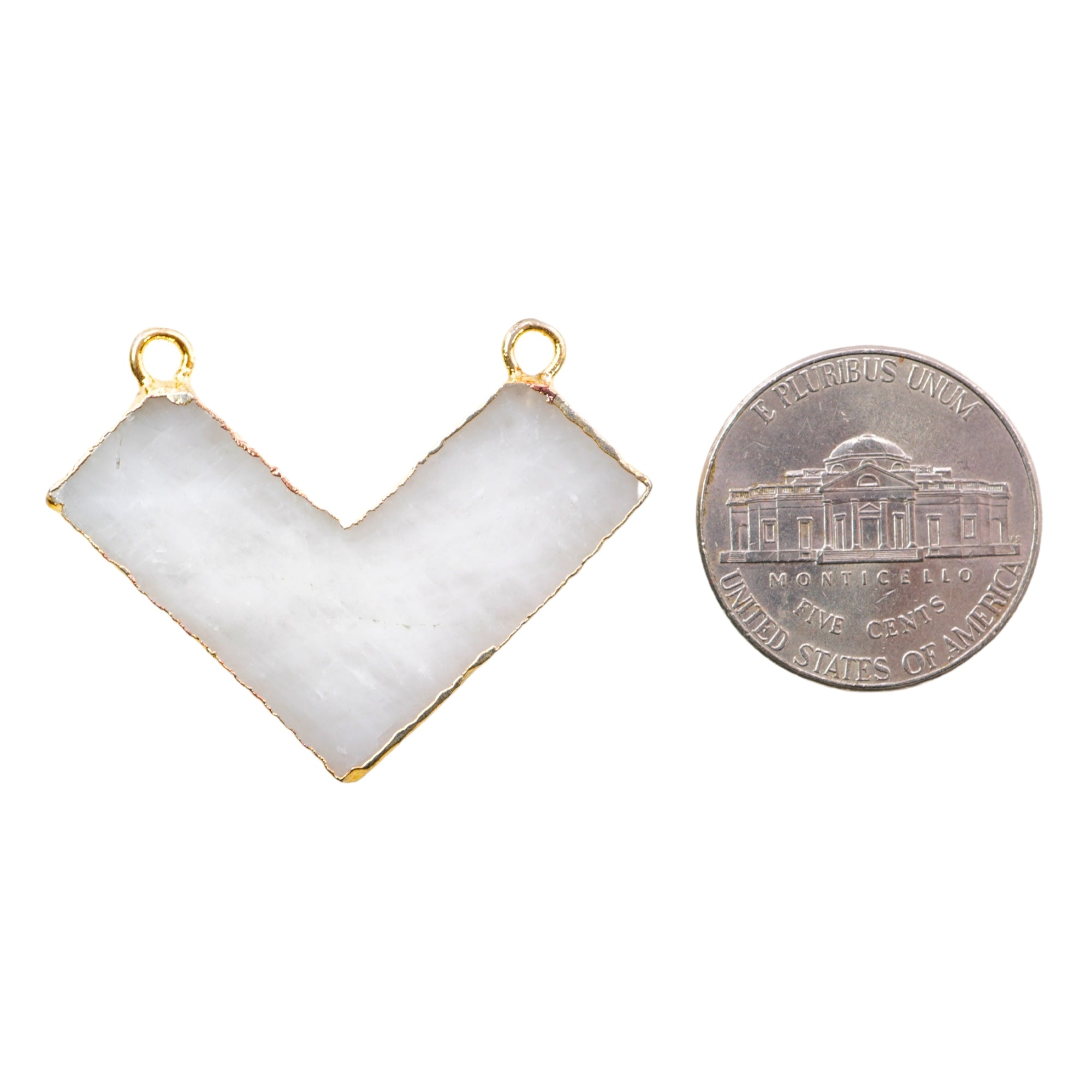 White Agate Chevron Shape Gemstone Gold Electroplated Charm Connector