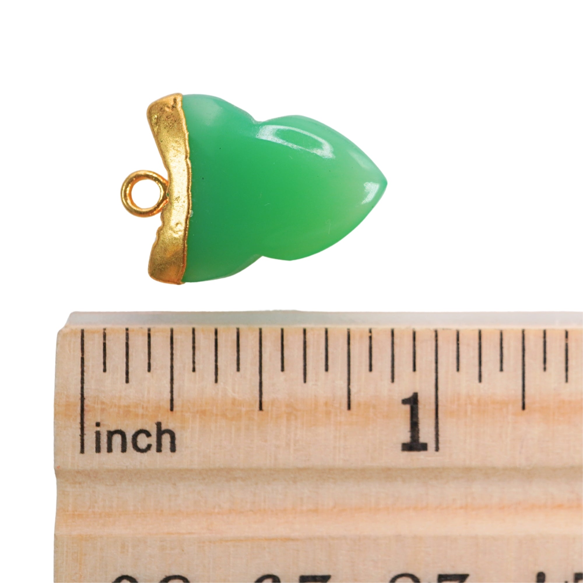 Chrysoprase Chalcedony Shark Tooth Shape Gold Electroplated Pendant Charm Jewelry Making Supply